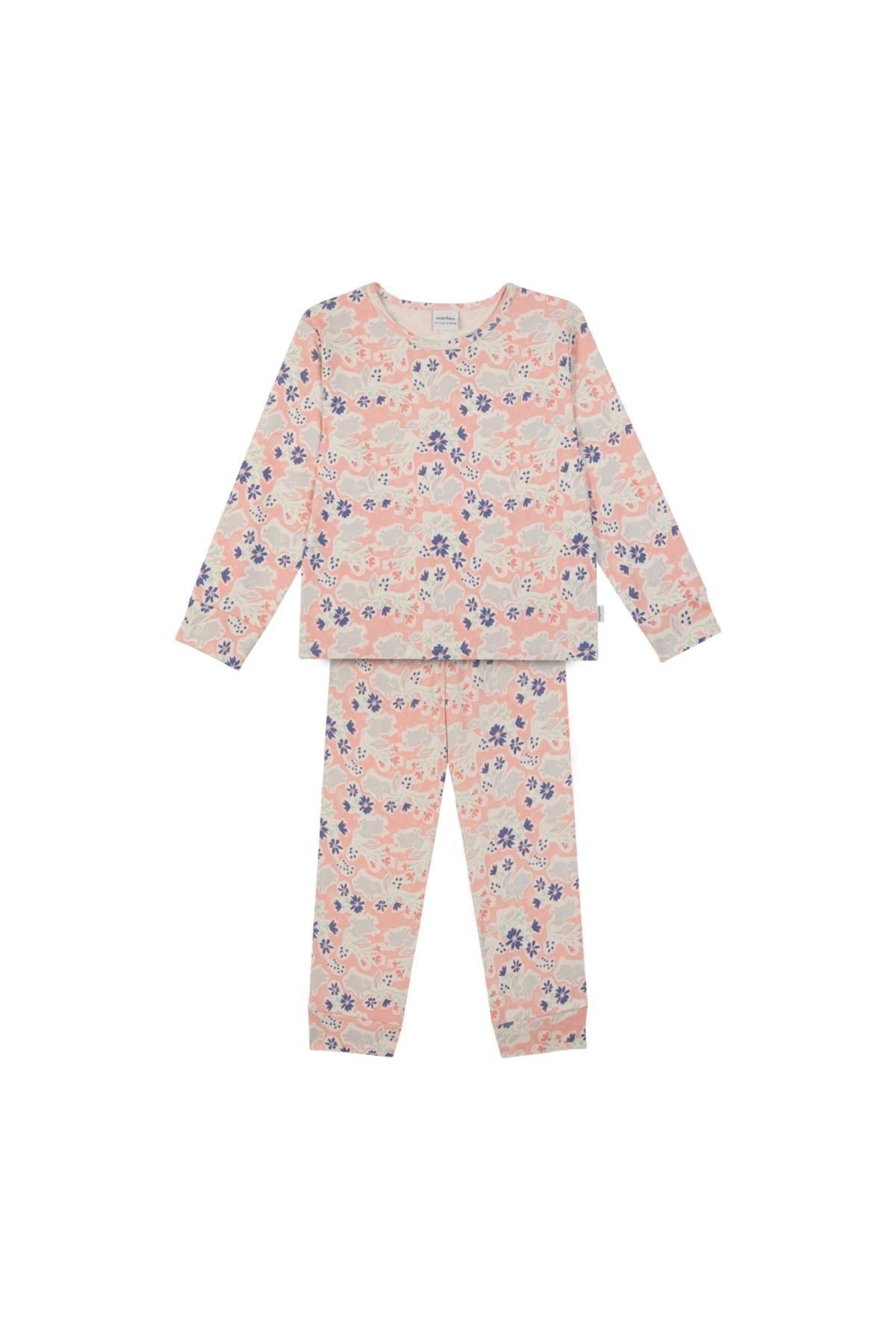 Antebies / Neşeli Fil Uzun Kollu Taytlı Pijama Takımı Pembe