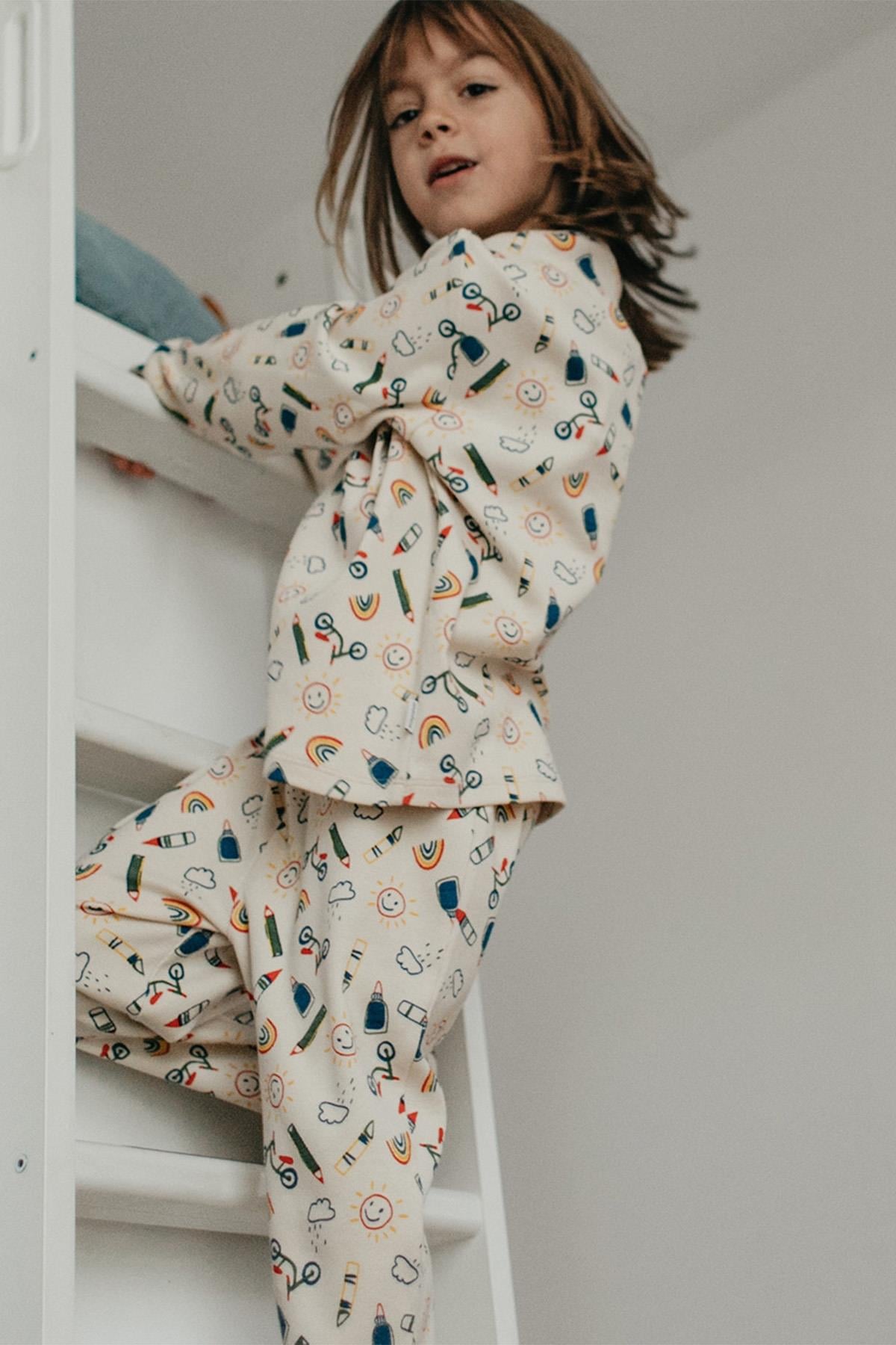 Antebies / Okula Dönüş Uzun Kollu Pijama Takımı Sarı