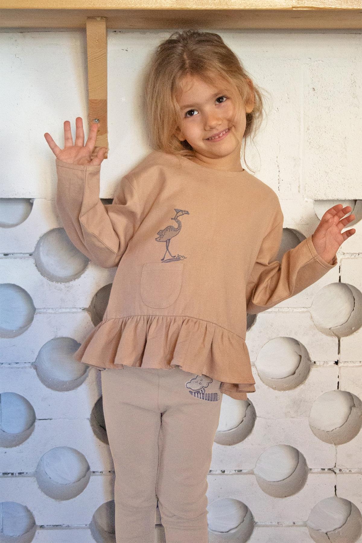 Auntie Me / BISCOTTI ‘CLOUD WITH SCARF  LEGGING100% organic cotton brushed  rib -GOTS certified Krem