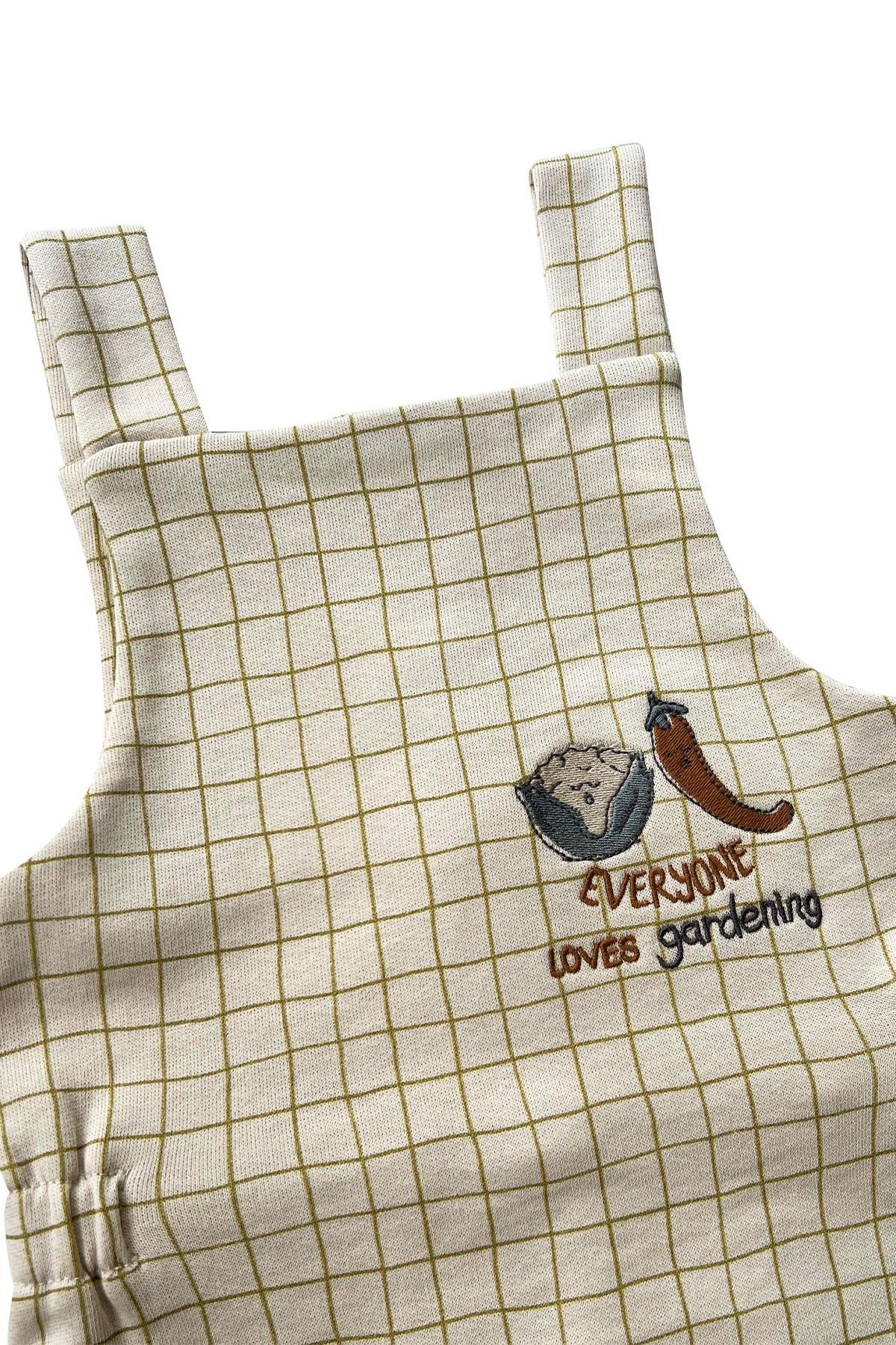 Auntie Me /‘OLIVE OIL CHECKED SALOPET 100% organik pamuk futter-GOTS Sertifikalı Çok Renkli