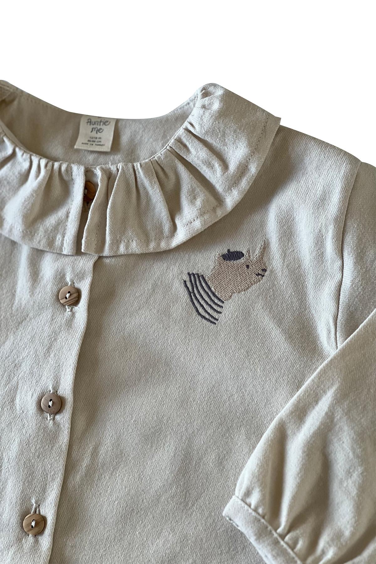 Auntie Me / PERFECTLY PALE ‘RHINO FLANNEL SHIRT100% organic cotton flannel-GOTS certified Krem