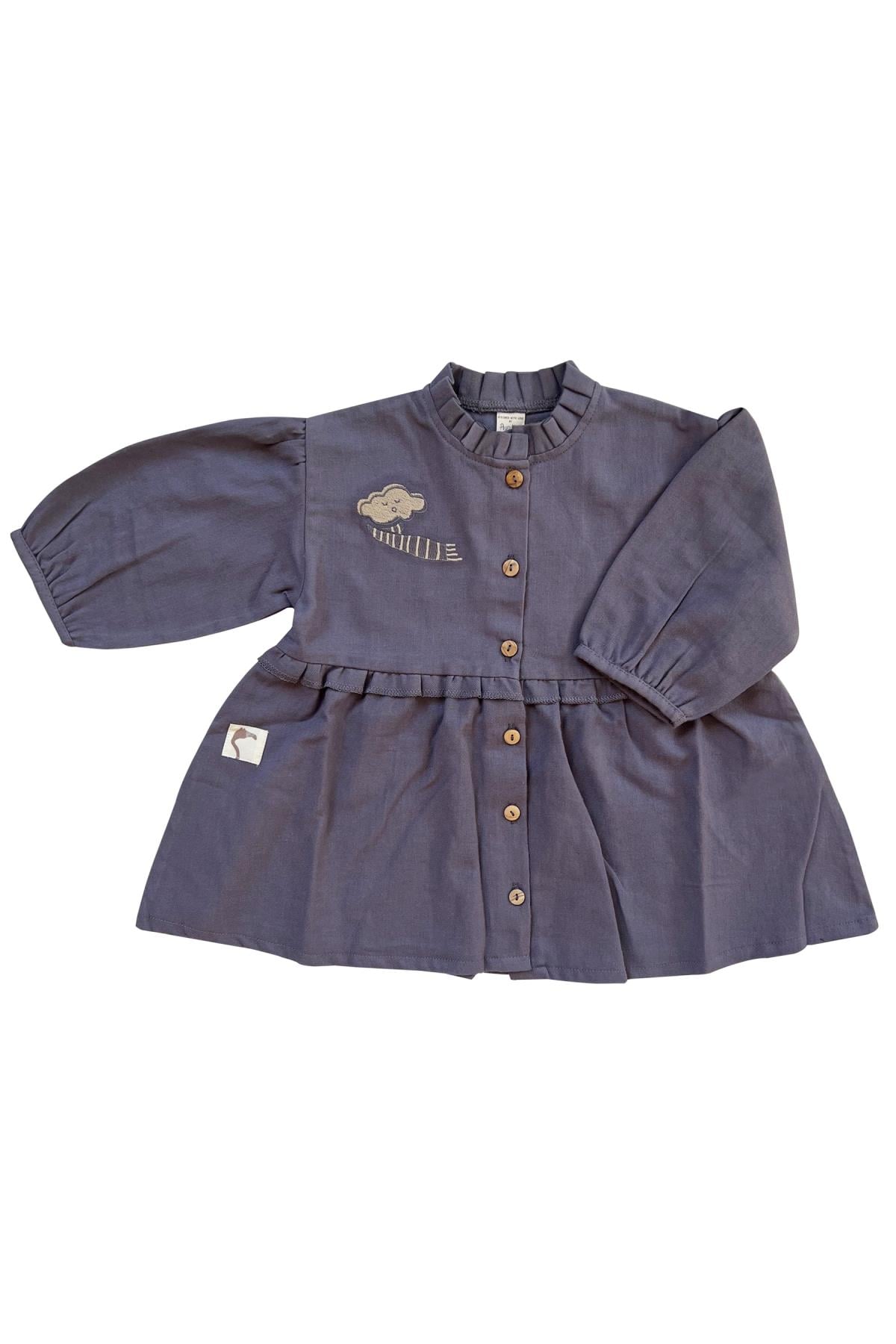 Auntie Me / QUICKSILVER ‘CLOUD WITH SCARF FLANNEL DRESS100% organic cotton flannel-GOTS certified Mor