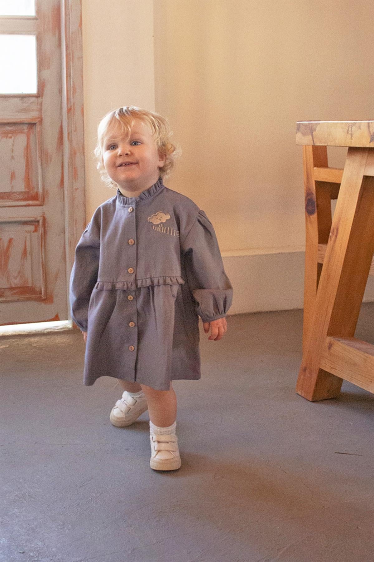 Auntie Me / QUICKSILVER ‘CLOUD WITH SCARF FLANNEL DRESS100% organic cotton flannel-GOTS certified Mor