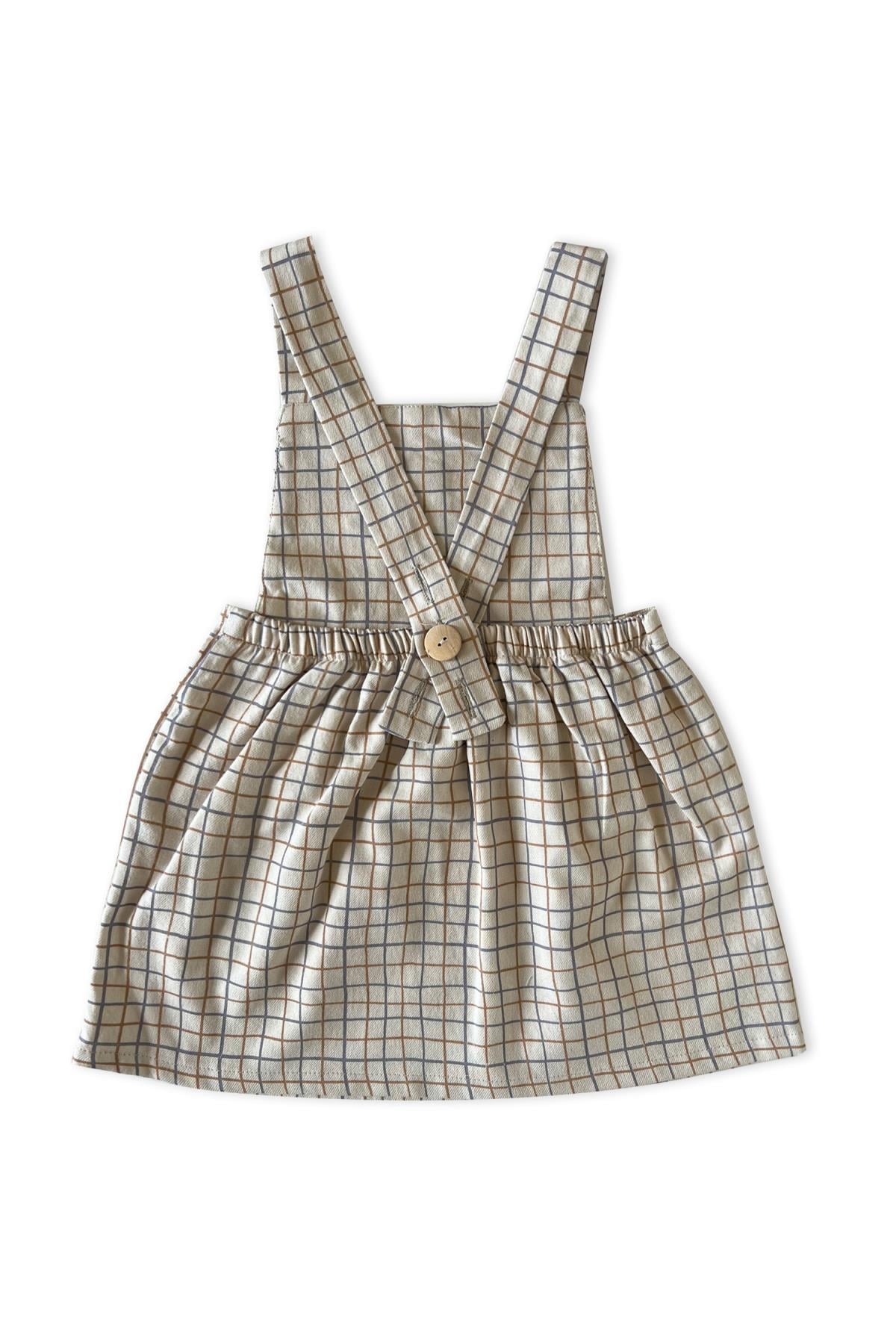 Auntie Me / ‘WAVY CHECKED FLANNEL DRESS100% organic cotton flannel-GOTS certified Krem