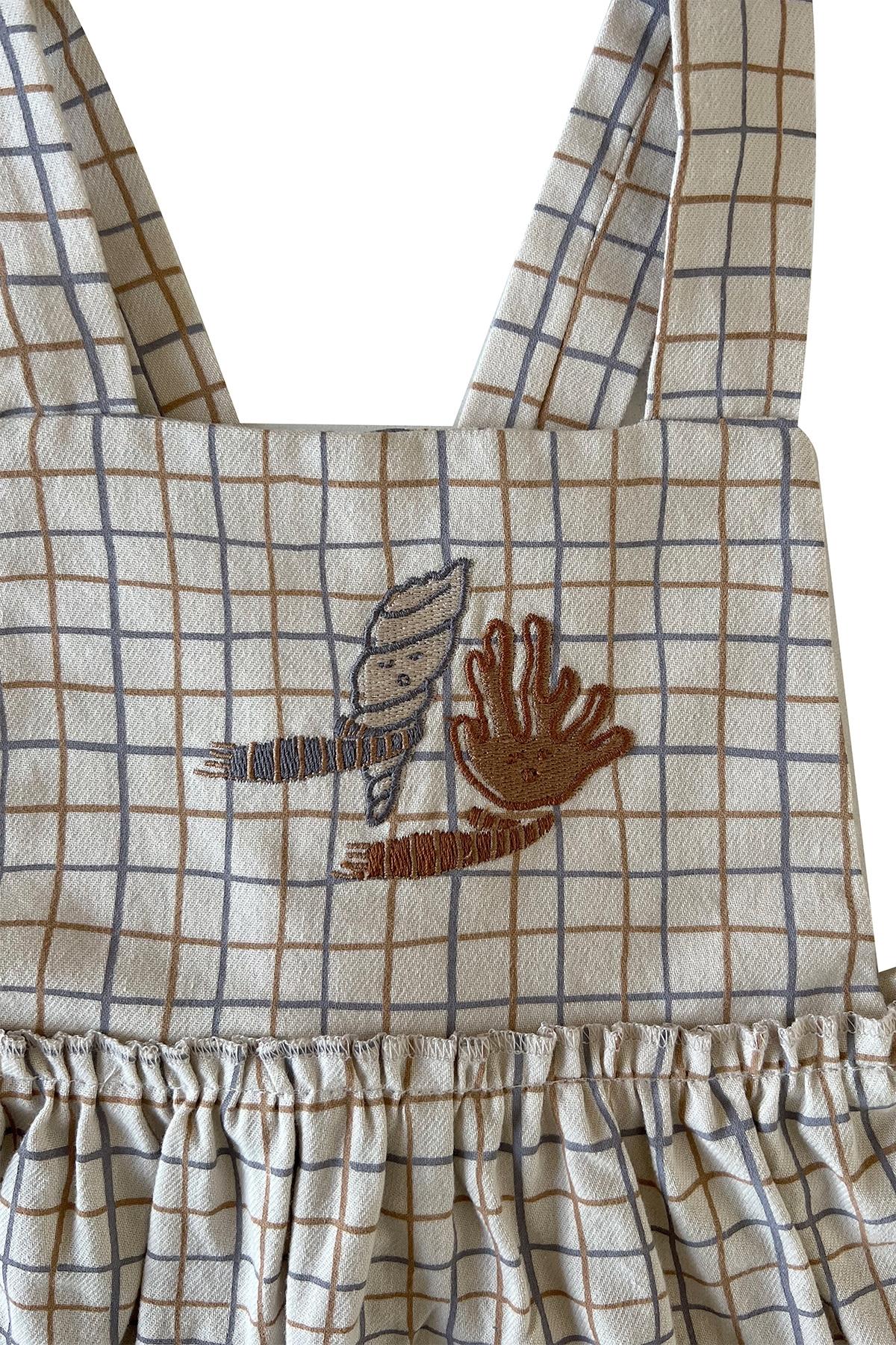 Auntie Me / ‘WAVY CHECKED FLANNEL DRESS100% organic cotton flannel-GOTS certified Krem