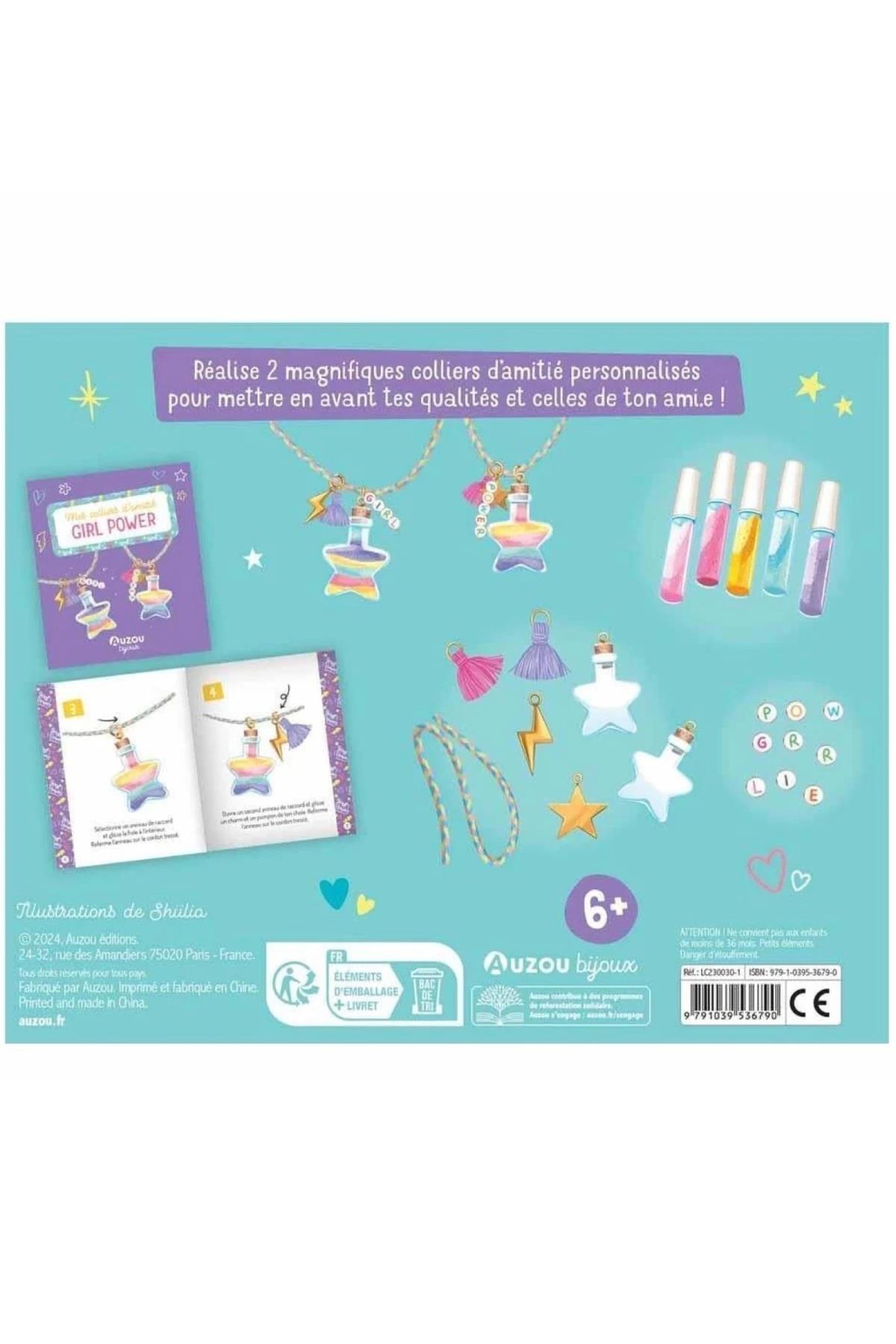 Auzou Toys / Kız Gücü Kişiye Özel Arkadaşlık Kolyesi Tasarlayın Çok Renkli