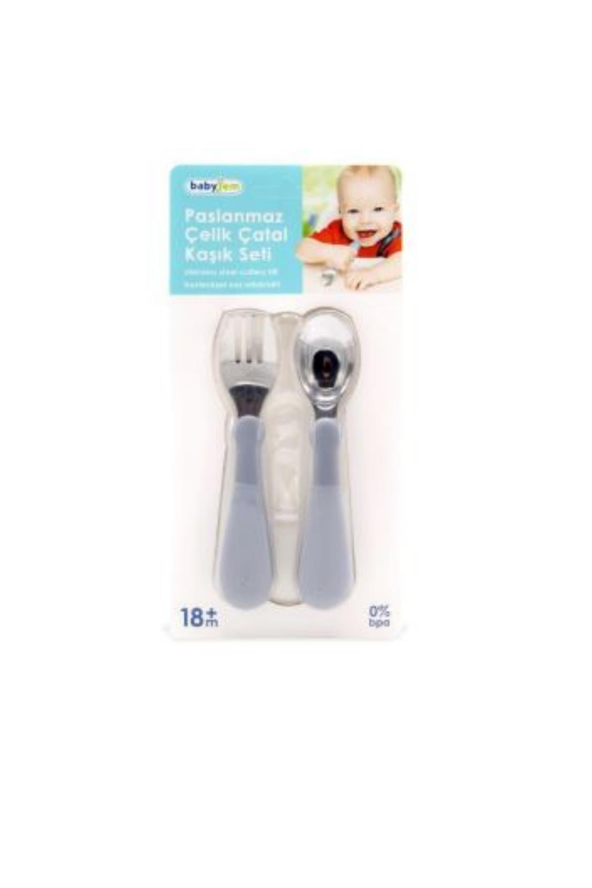 BABYJEM PASLANMAZ ÇELİK ÇATAL KAŞIK SETİ Gri