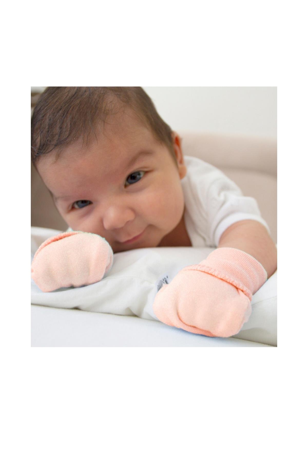 BABYJEM YENİDOĞAN BEBE ELDİVEN (RİBANALI) Pudra