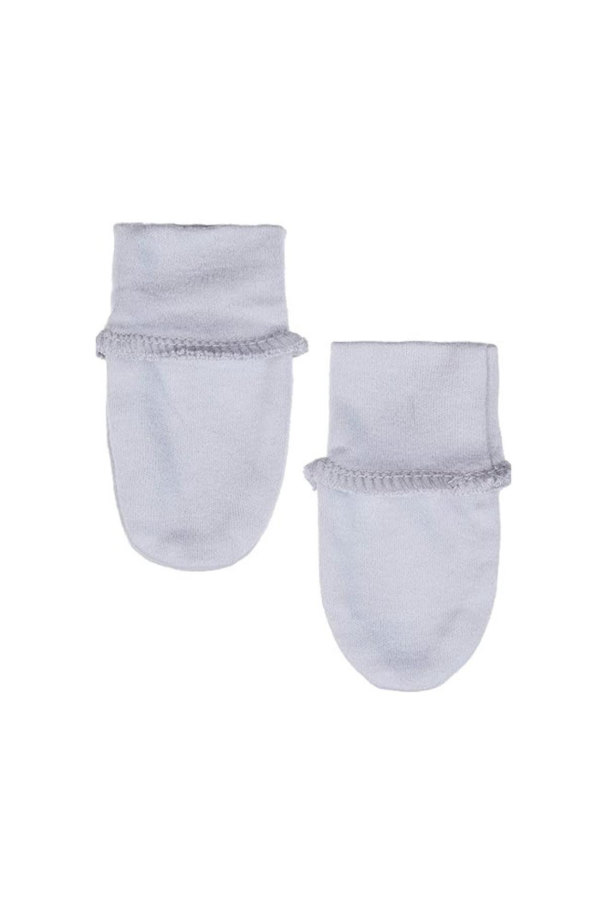 BABYJEM YENİDOĞAN BEBE ELDİVEN (RİBANALI) Gri