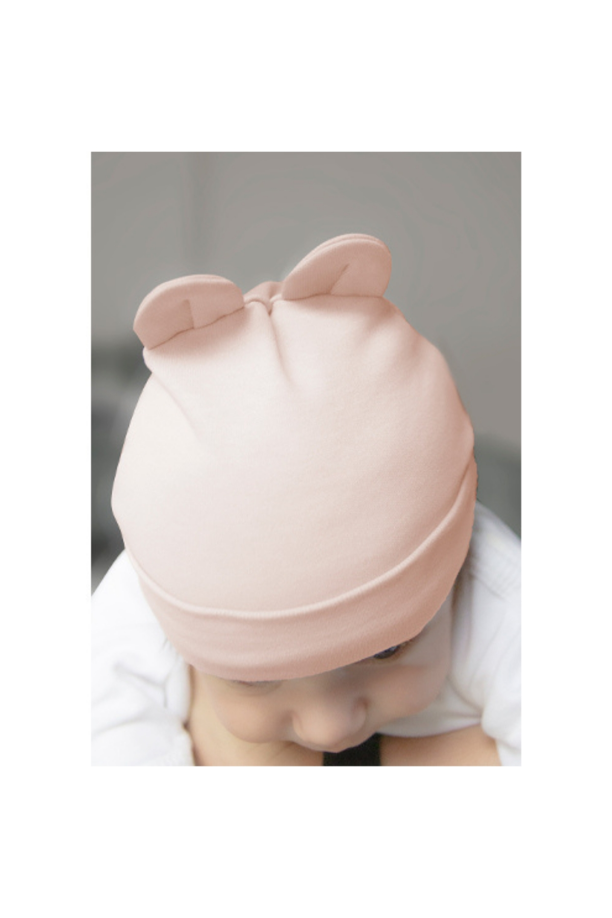 BABYJEM YENİDOĞAN BEBE ŞAPKA KULAKLI Pudra