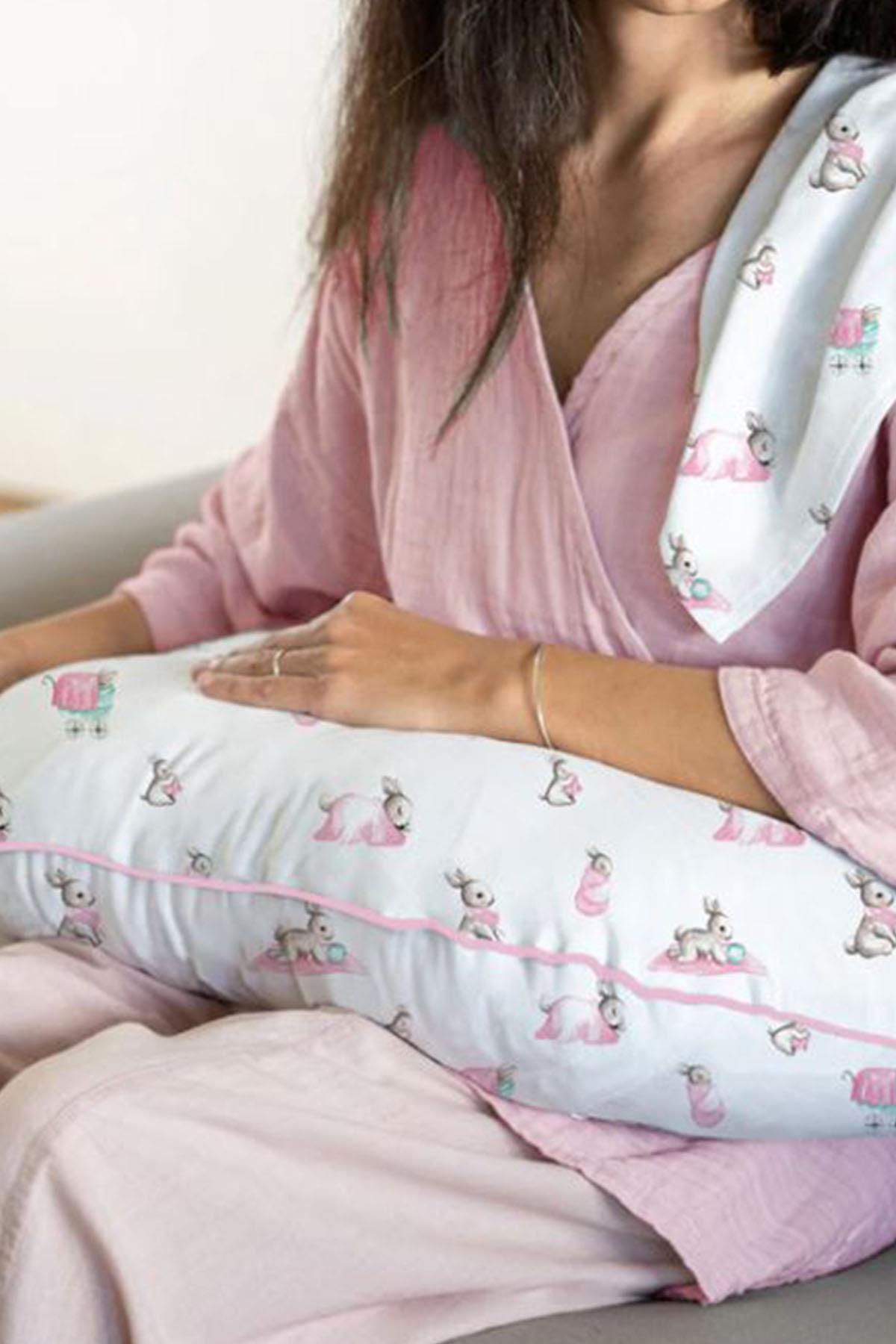 Deux Lapins / Bebe Lapin Rose - Müslin Emzirme Destek Yastığı Çok Renkli