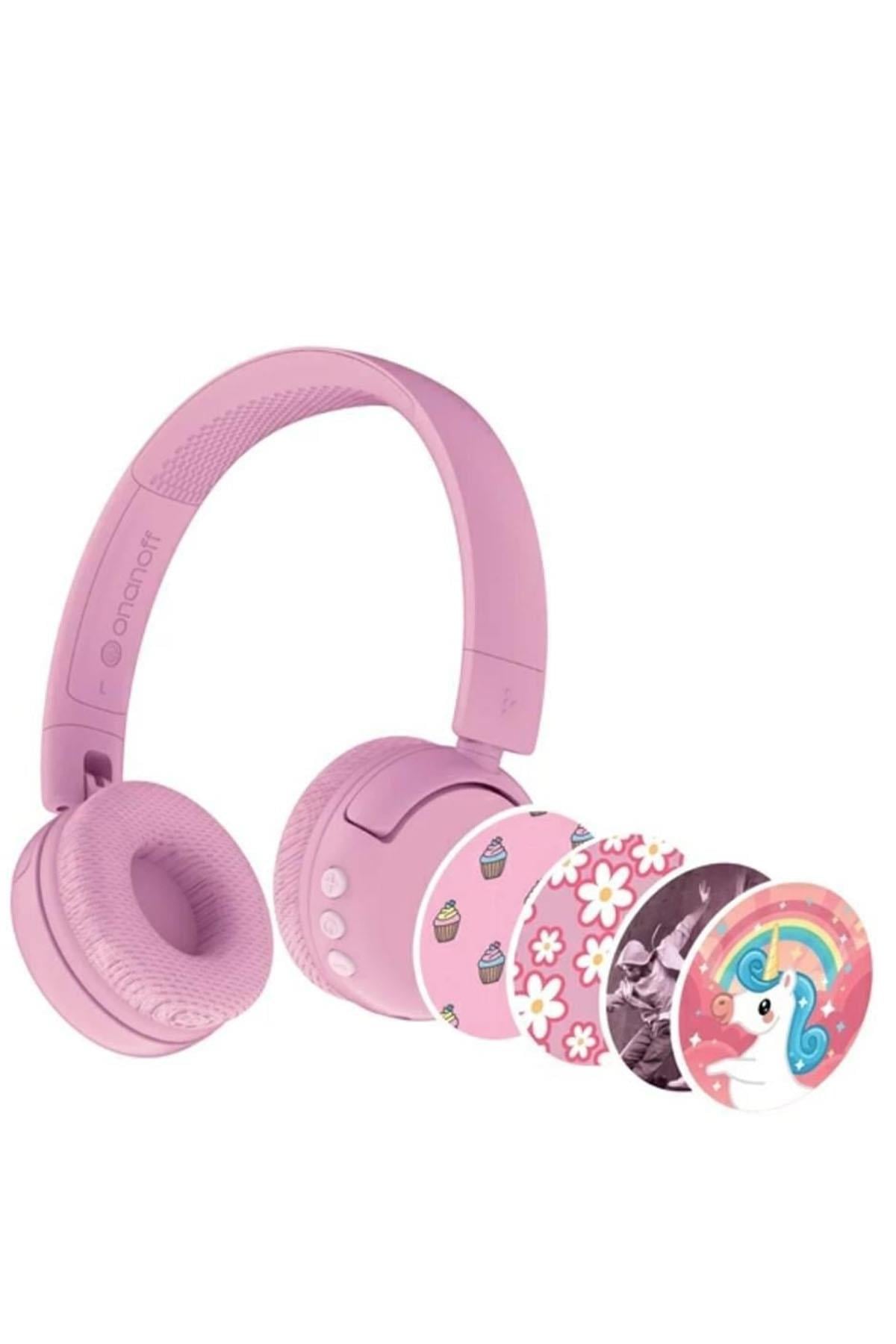 BuddyPhones POP Fun Çocuklar İçin Kulak Üstü Kulaklık - Bluetooth/Kablolu - Pembe Çok Renkli