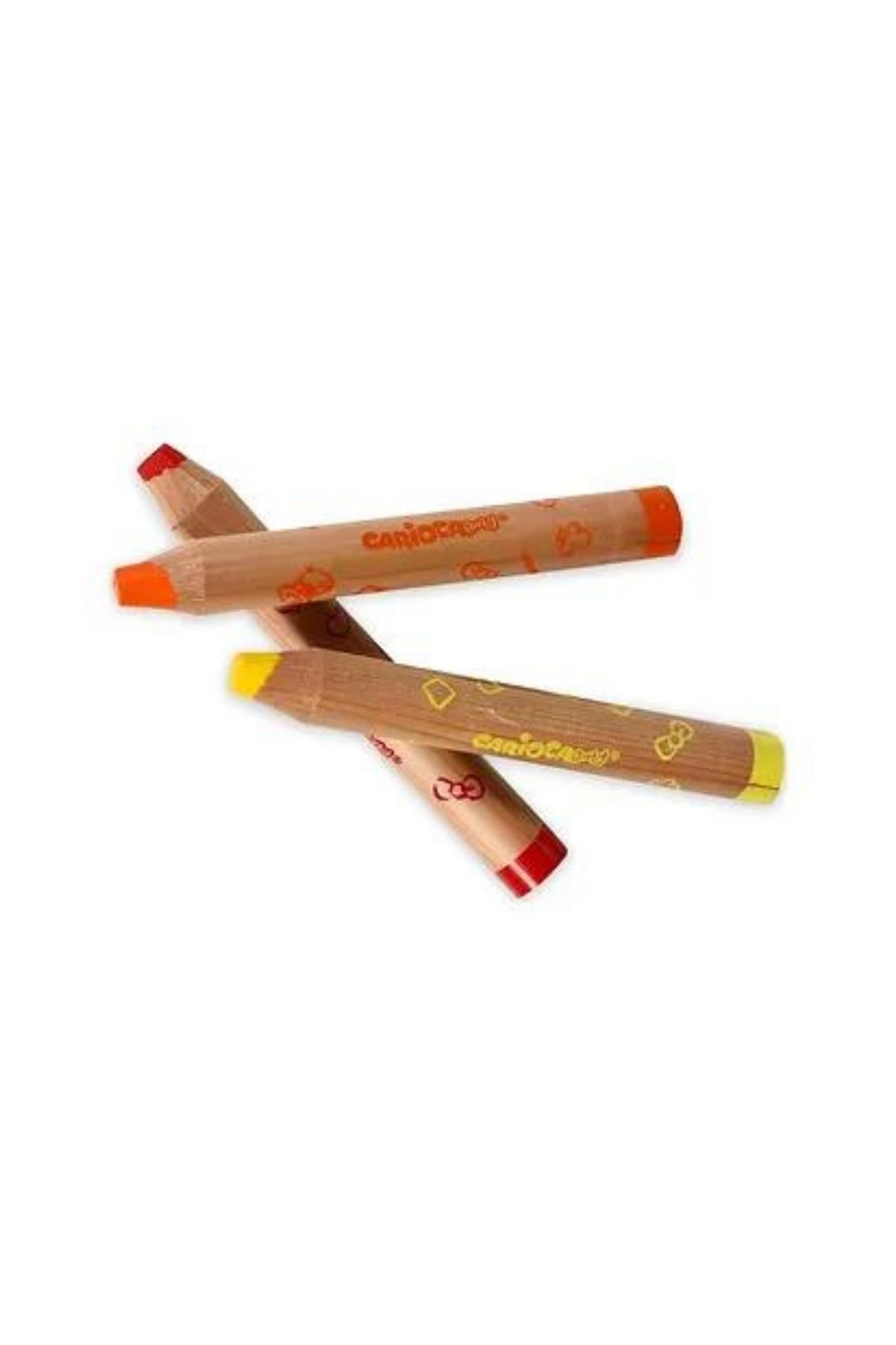 Carioca / JUMBO BEBEK AHŞAP GÖVDELİ BOYA KALEMİ 3 IN 1 6LI KALEMTRAŞ HEDİYELİ 1+ YAŞ Çok Renkli