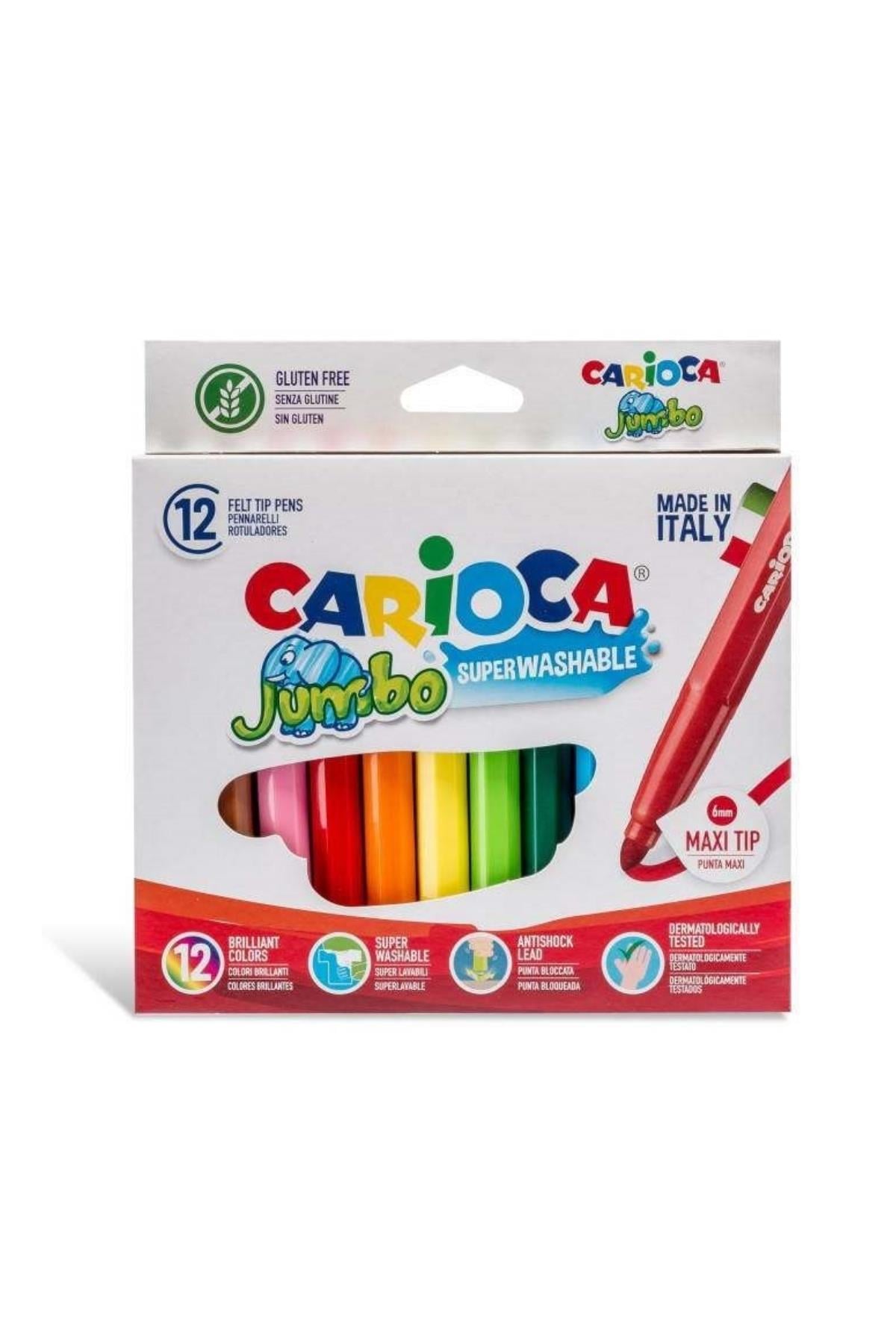 Carioca / JUMBO SÜPER YIKANABİLİR KEÇELİ BOYA KALEMİ 12Lİ Çok Renkli