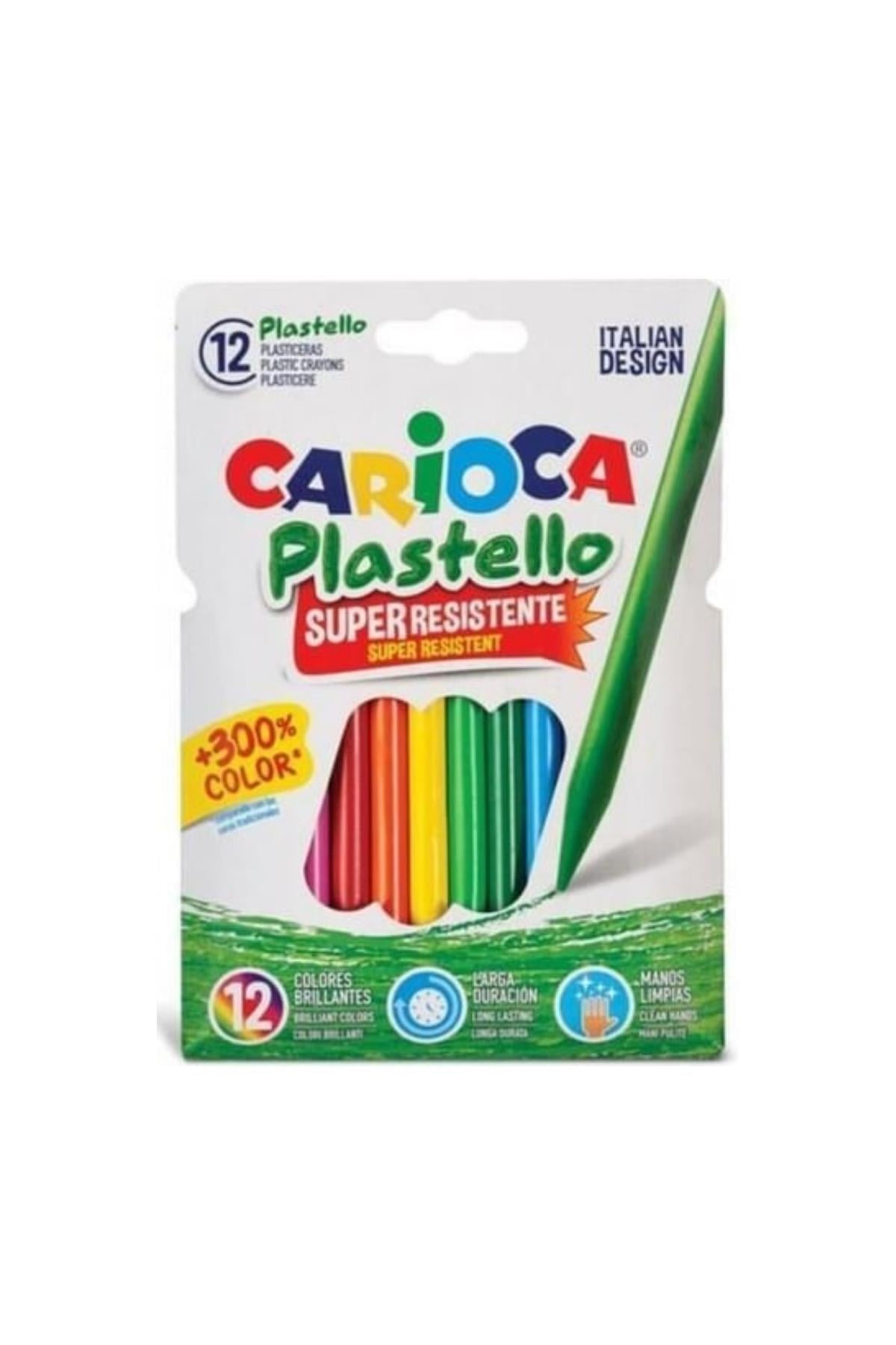 Carioca / PLASTELLO ELLERİ KİRLETMEYEN YIKANABİLİR PASTEL BOYA KALEMİ 12Lİ Çok Renkli