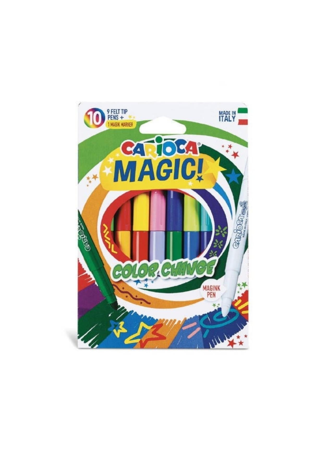 Carioca / RENK DEĞİŞTİREN SİHİRLİ KEÇELİ BOYA KALEMİ (9 RENK+1 RENK DEĞİŞTİRİCİ BEYAZ KALEM) Çok Renkli