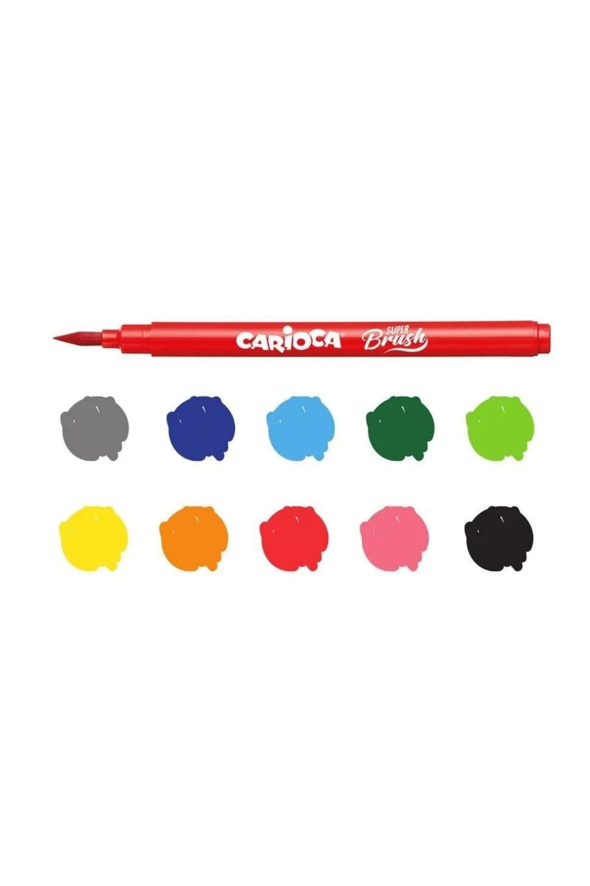 Carioca / SUPER BRUSH KEÇELİ BOYA KALEMİ 10LU Çok Renkli