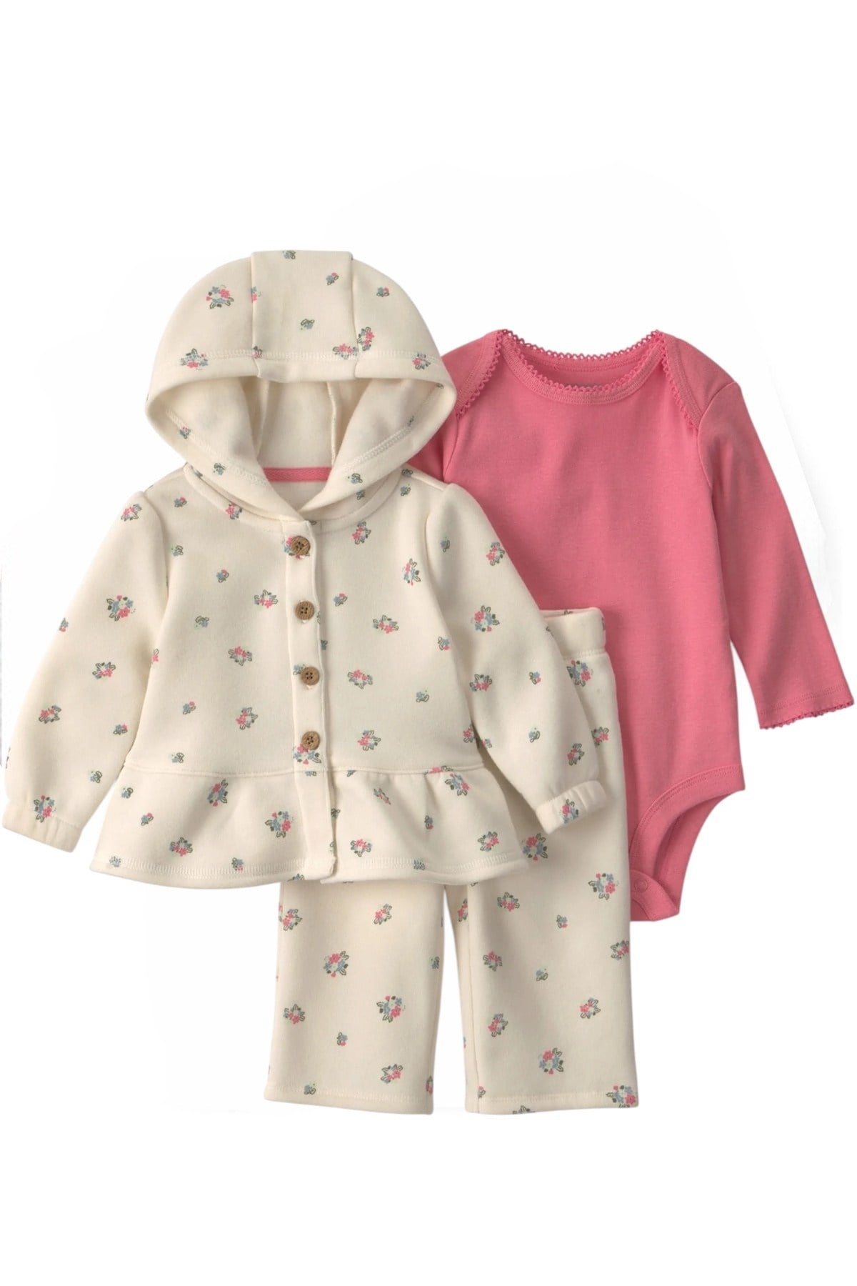Carters  Kız Bebek 3Lü Hırkalı Set Ekru