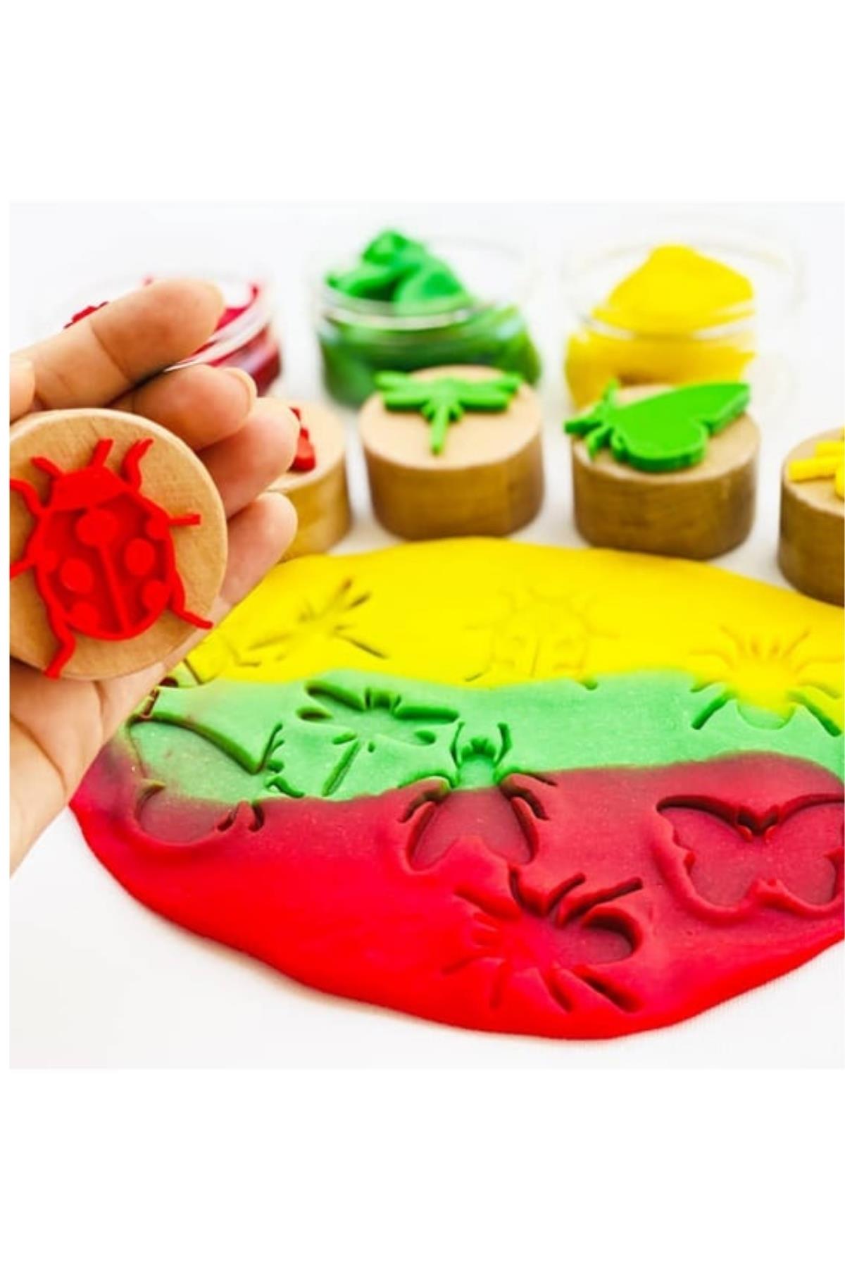 Childgen / Böcekler ahşap damga set (6 adet damga) Çok Renkli