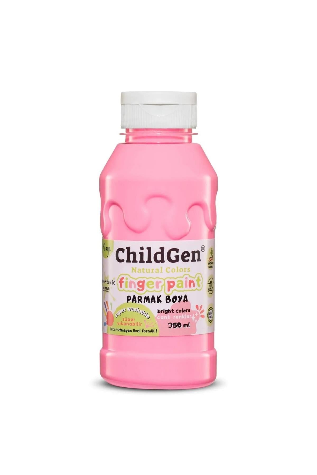 Childgen / Süper Yıkanabilir Parmak Boya 350 ml şişe Pembe