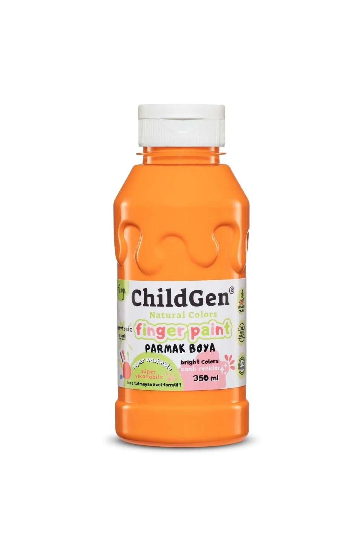 Childgen / Süper Yıkanabilir Parmak Boya 350 ml şişe Turuncu