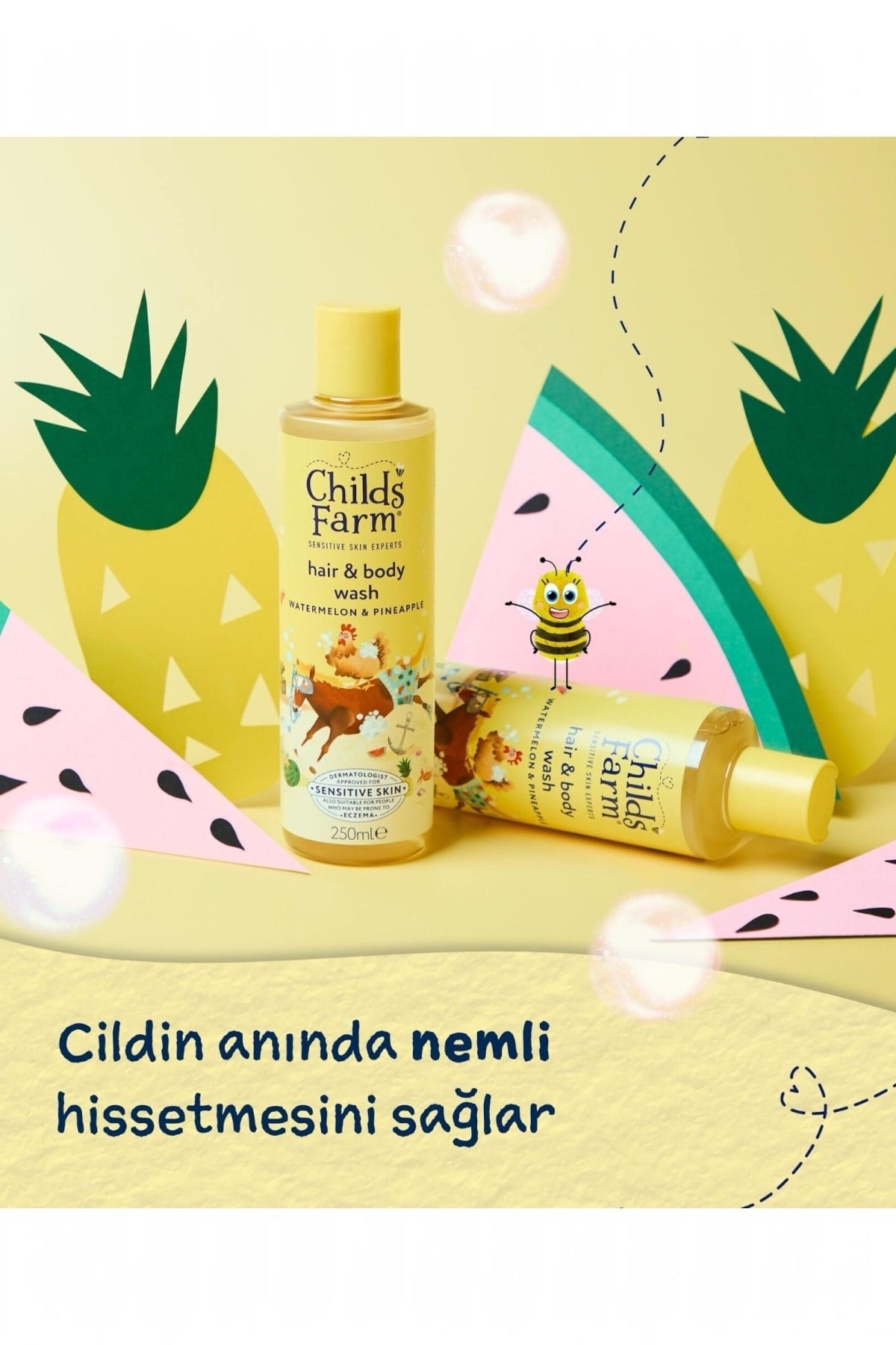 Childs Farm Karpuz ve Ananas Özlü Çocuk Saç ve Vücut Şampuanı Renksiz
