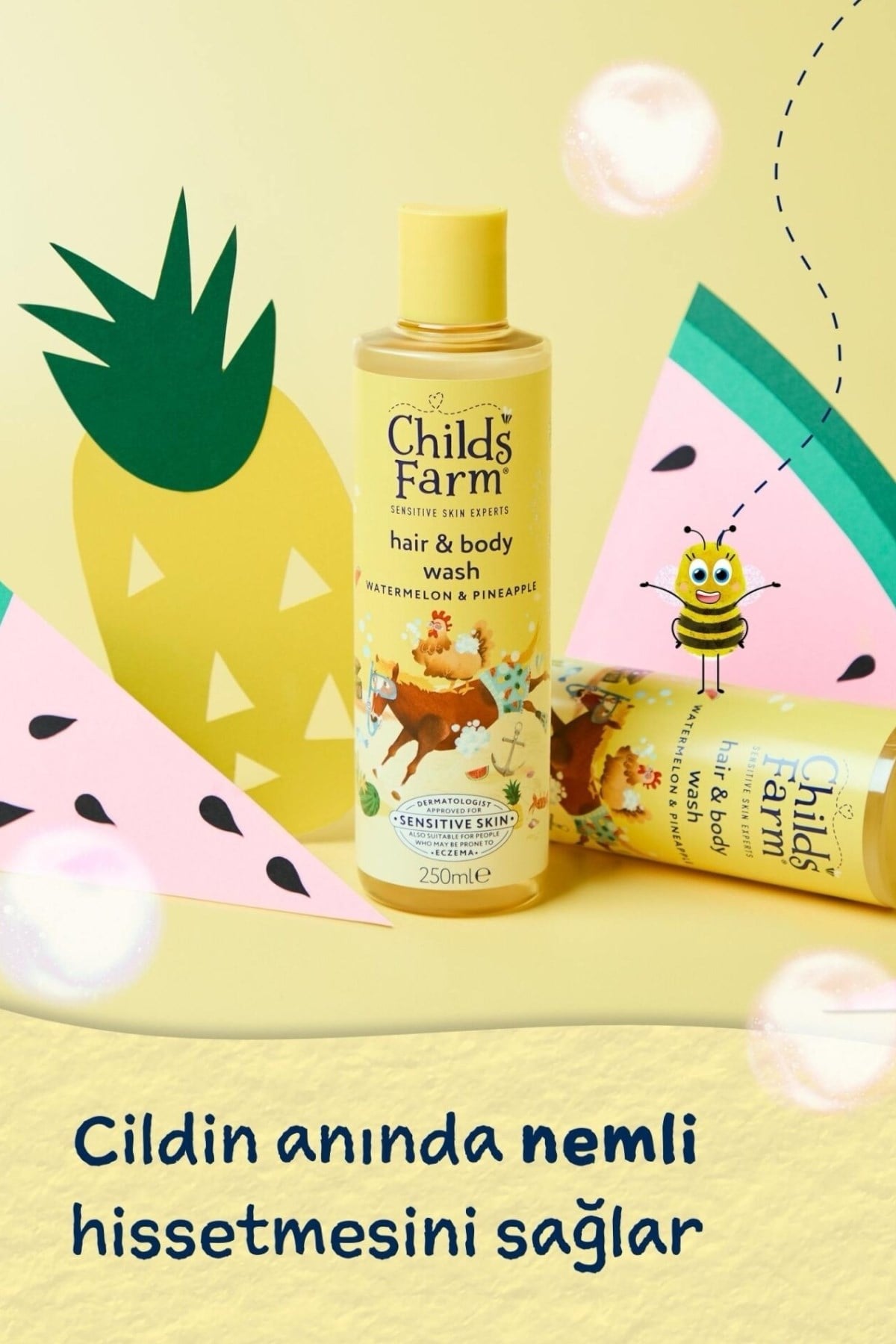 Childs Farm Karpuz ve Ananas Özlü Çocuk Saç ve Vücut Şampuanı Renksiz