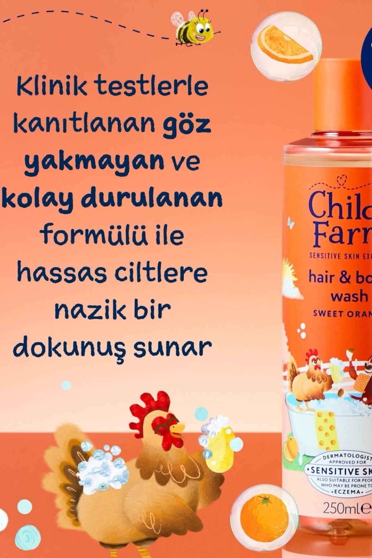 Childs Farm Organik Tatlı Portakal Özlü Çocuk Saç ve Vücut Şampuan Renksiz