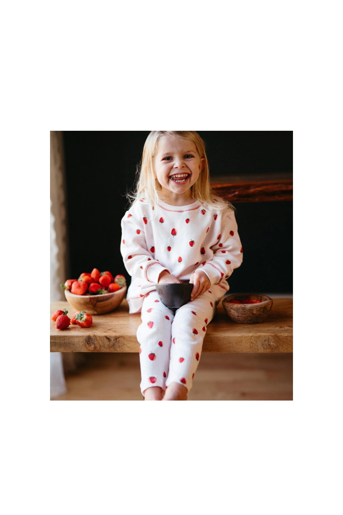 Antebies / Çilek Sweatshirt Pantolon Set Pembe