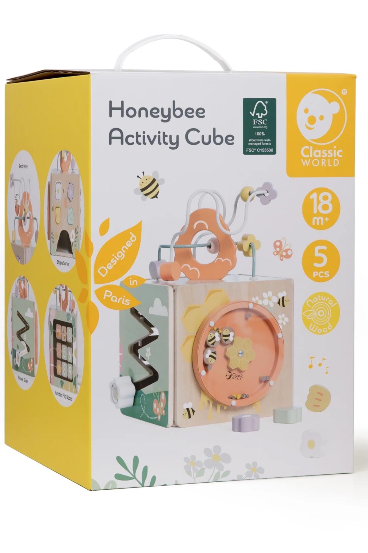 Classic World / Ahşap Bal Arısı Aktivite Küpü Çok Renkli