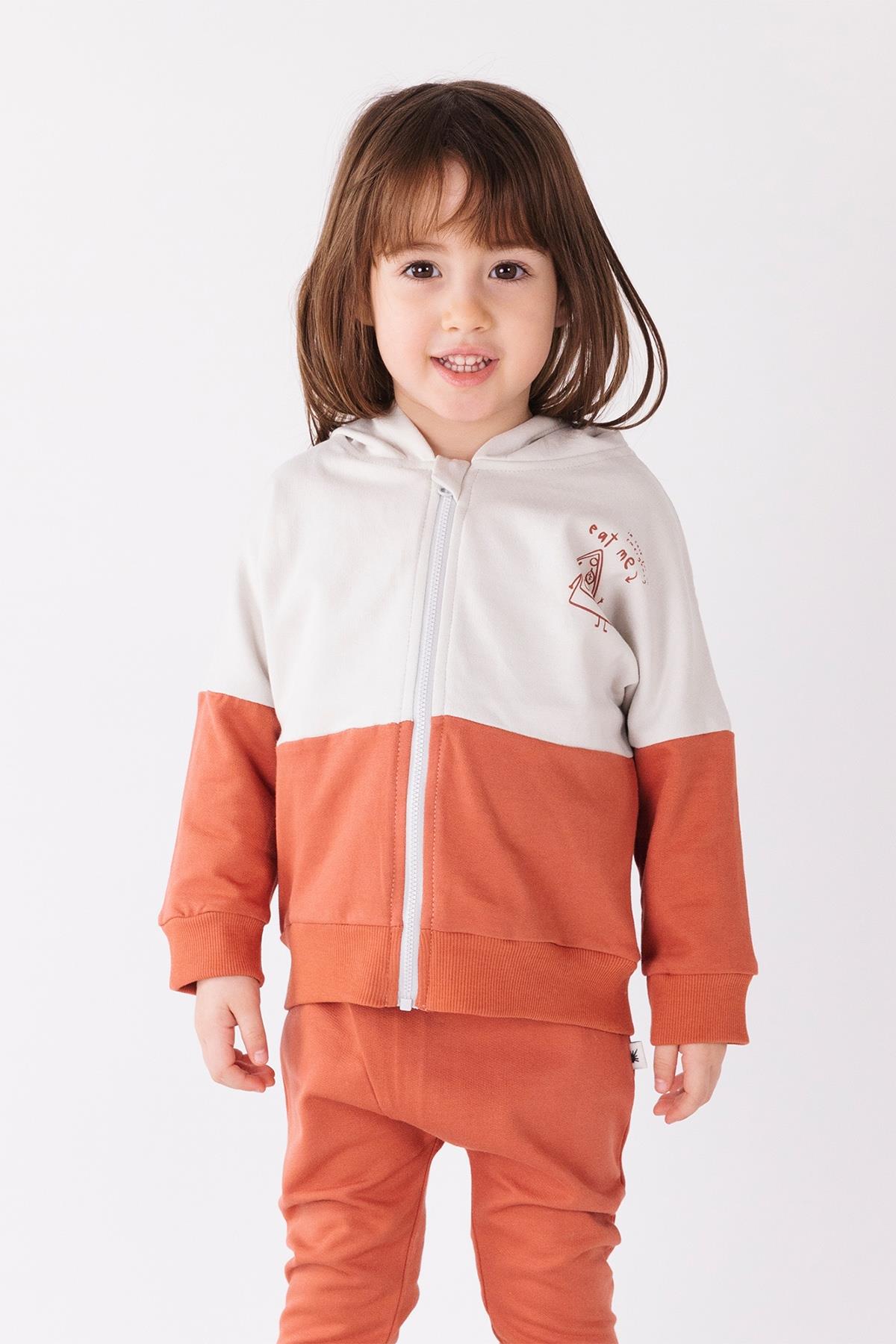 Littleyucca / Color-Block Kapüşonlu Sweatshirt Terracotta