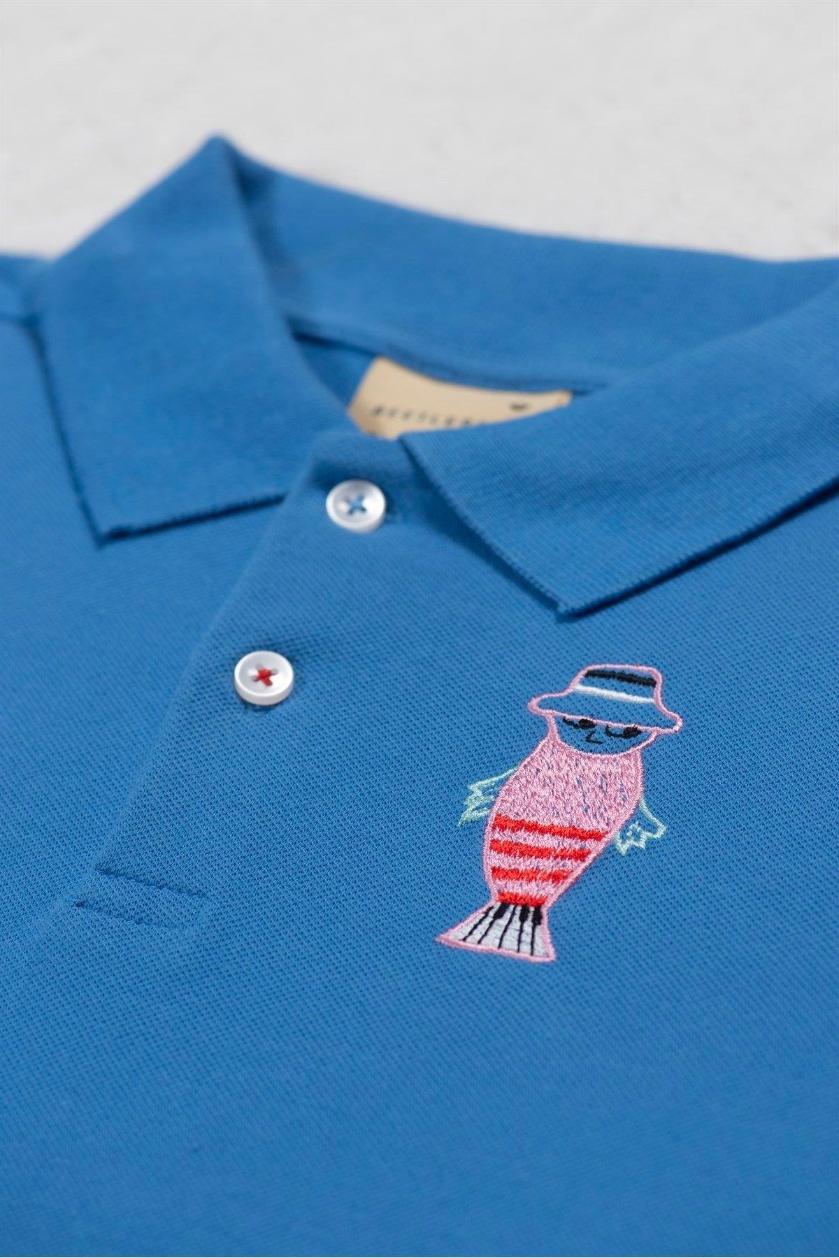 Beetlebeez / Cool Flipper Kısa Kollu Çocuk Polo Yaka T-shirt Mavi