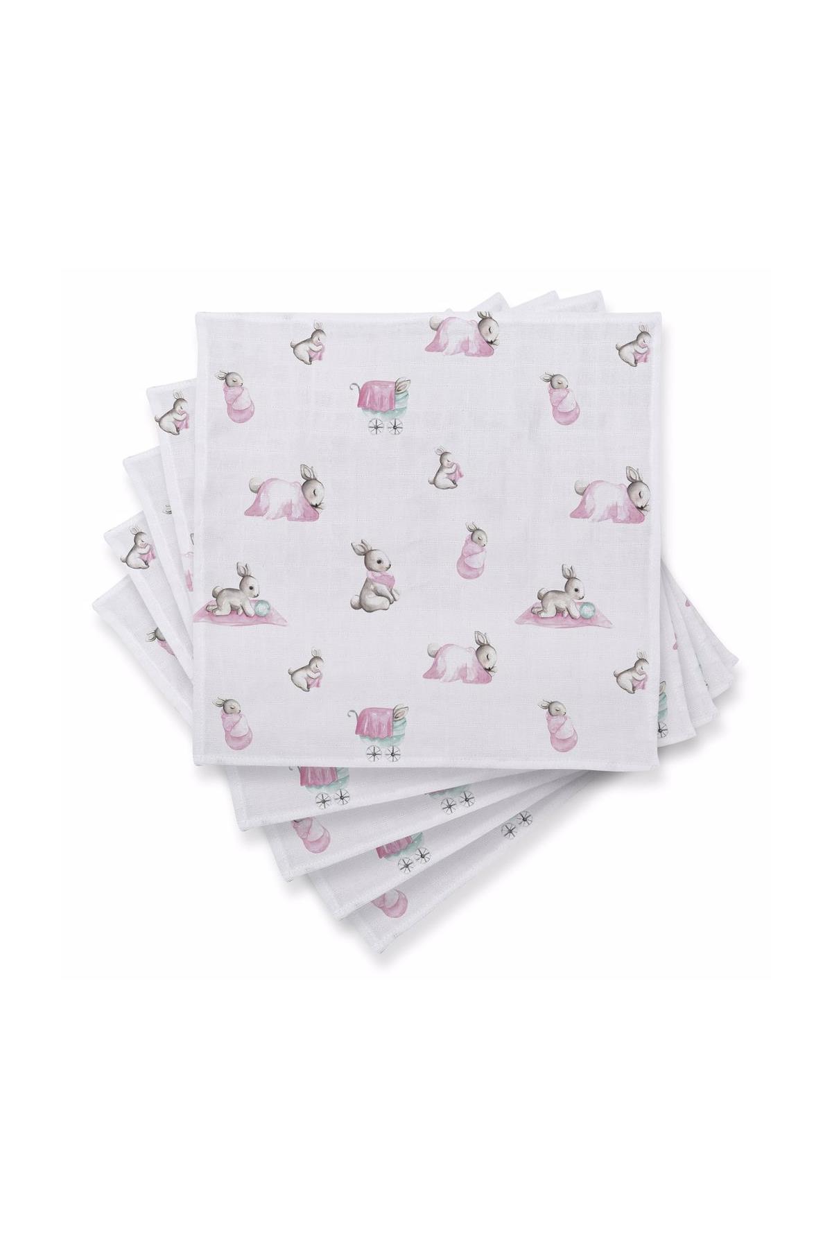 Deux Lapins / 5'li Bébé Lapin Müslin omuz bezi std