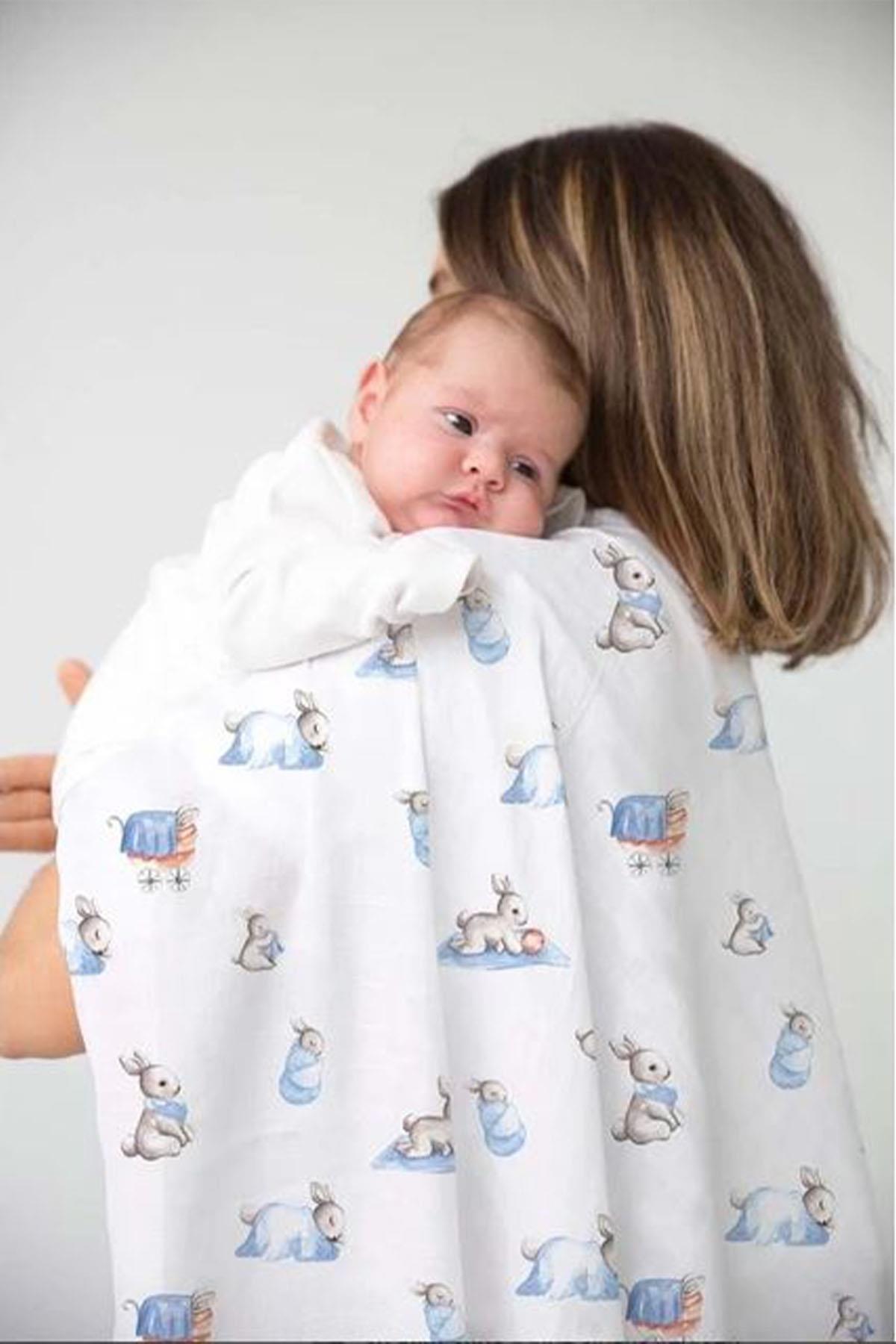 Deux Lapins / Bébé Lapin Müslin Bebek Örtü 100x100 cm std