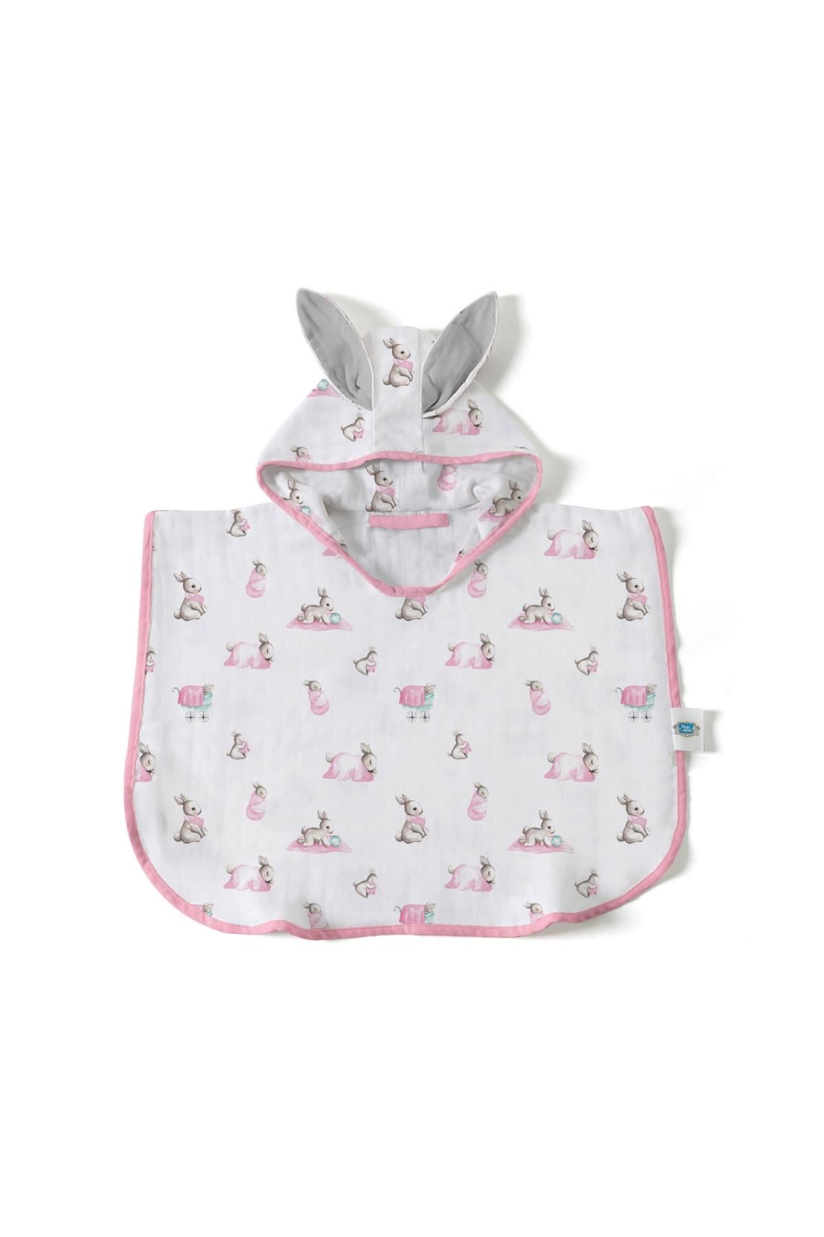 Deux Lapins / Bébé Lapin Rose Müslin Bebek Panço std