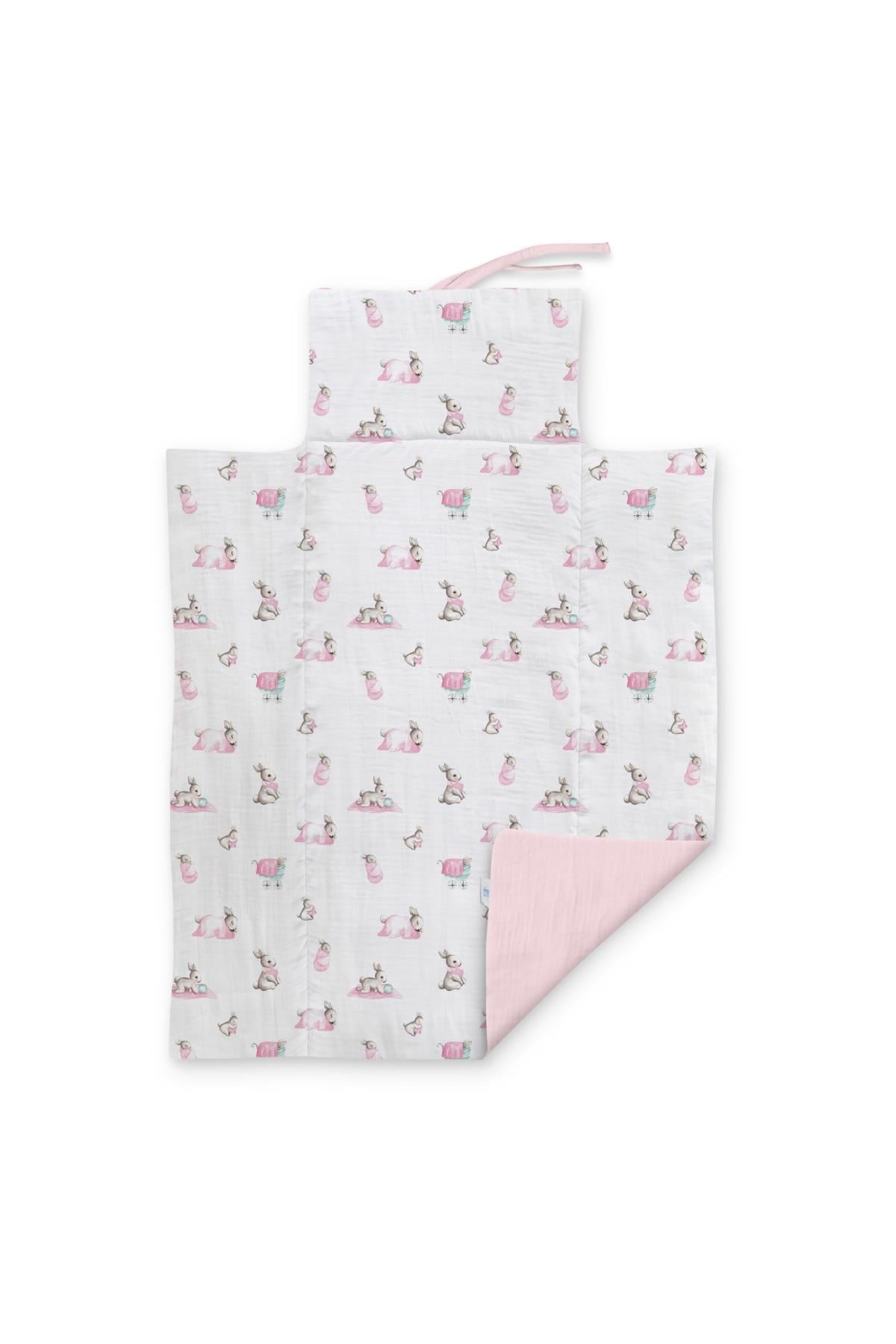 Deux Lapins / Bébé Lapin Rose Müslin Bebek Alt Açma Matı std
