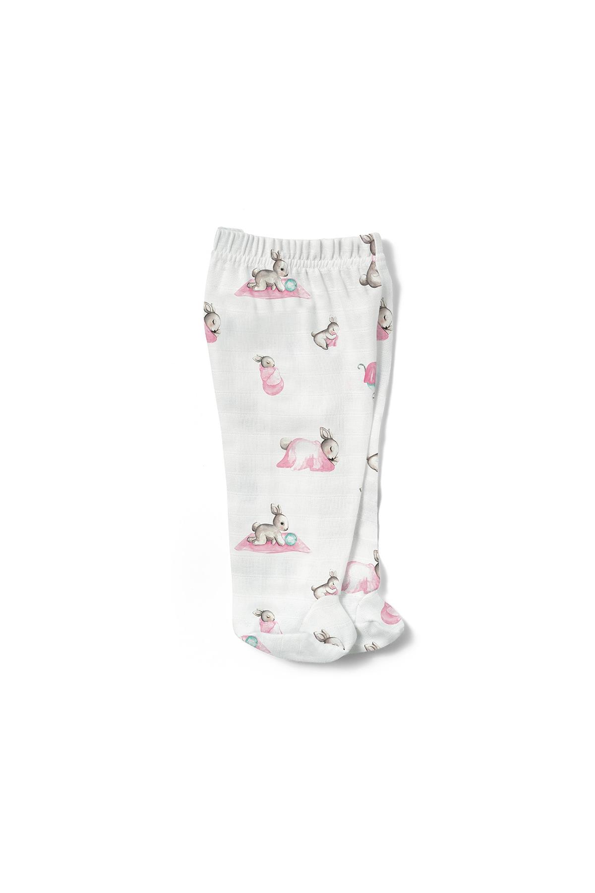Deux Lapins /  Bébé Lapin Rose Müslin Patikli Alt std