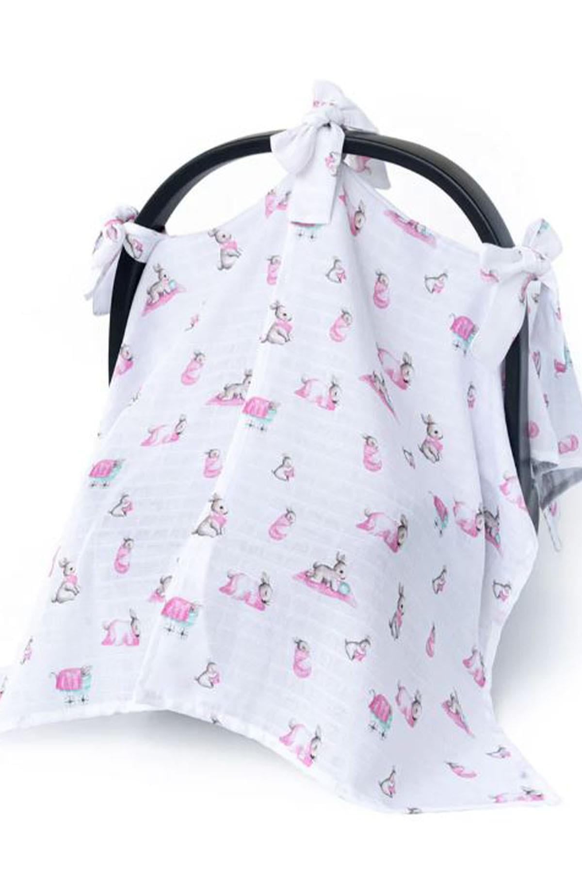 Deux Lapins / Bébé Lapin Rose Puset Örtüsü std