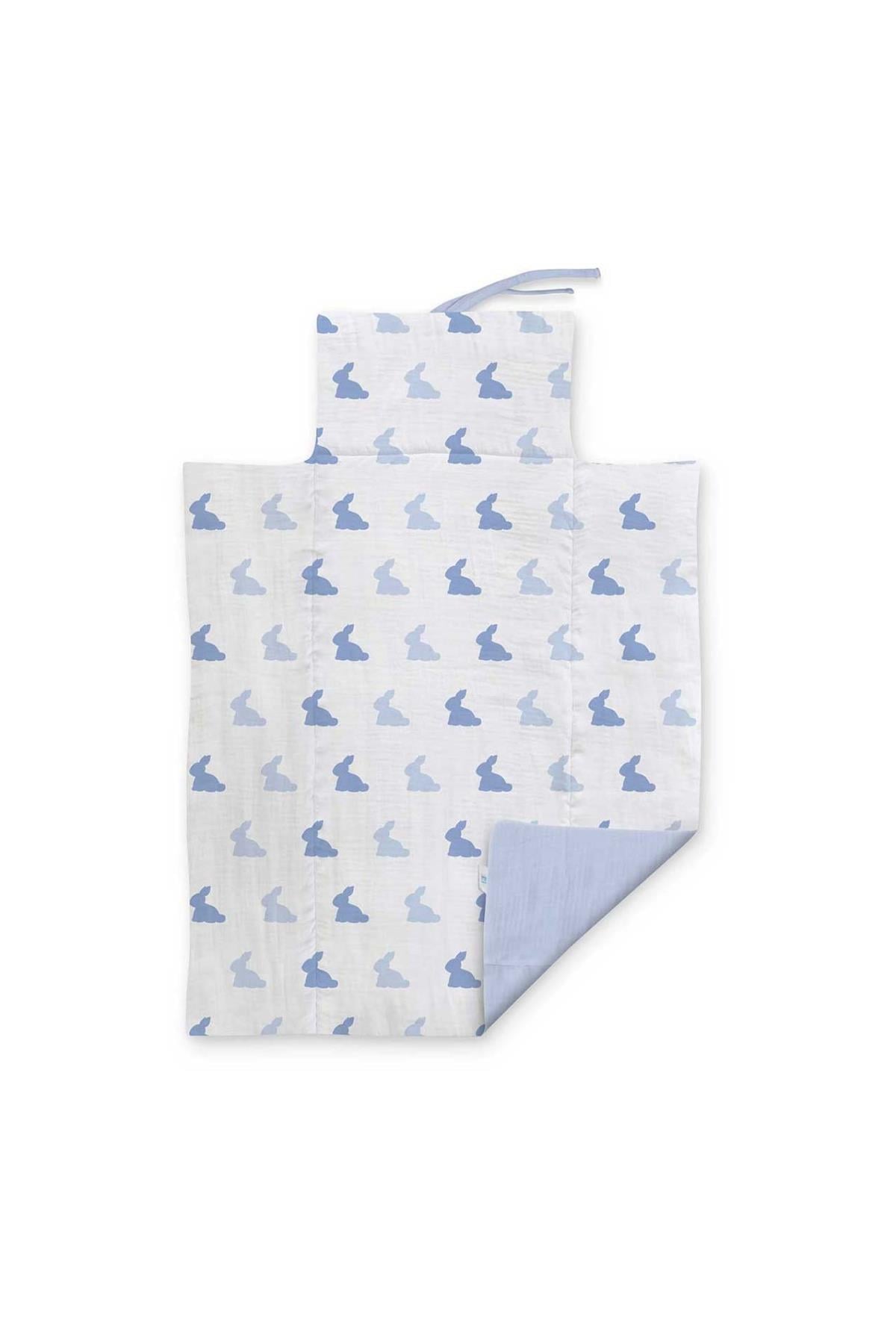 Deux Lapins / Bleu Lapin Müslin Bebek Alt Açma Matı std
