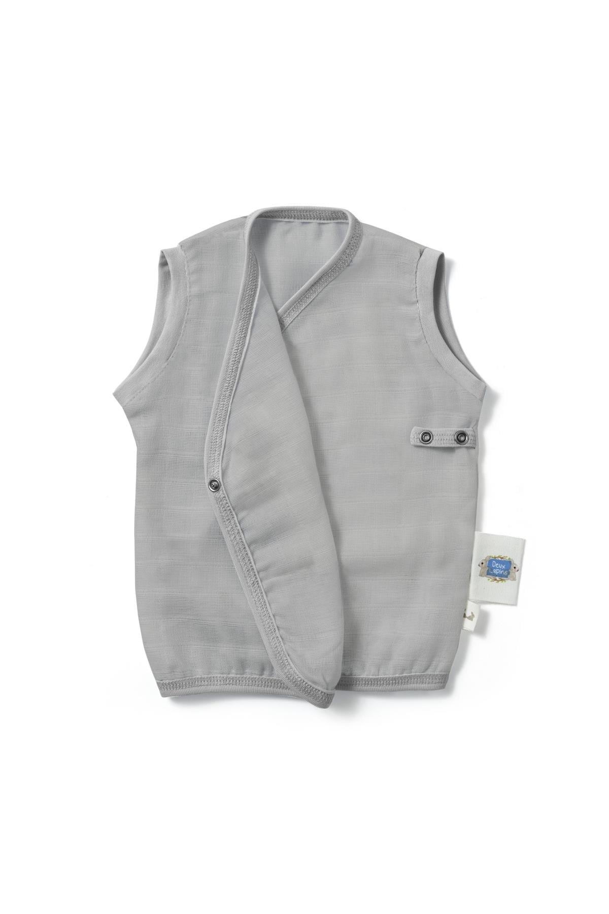 Deux Lapins / Cotton Grey Müslin Bebek Yelek std