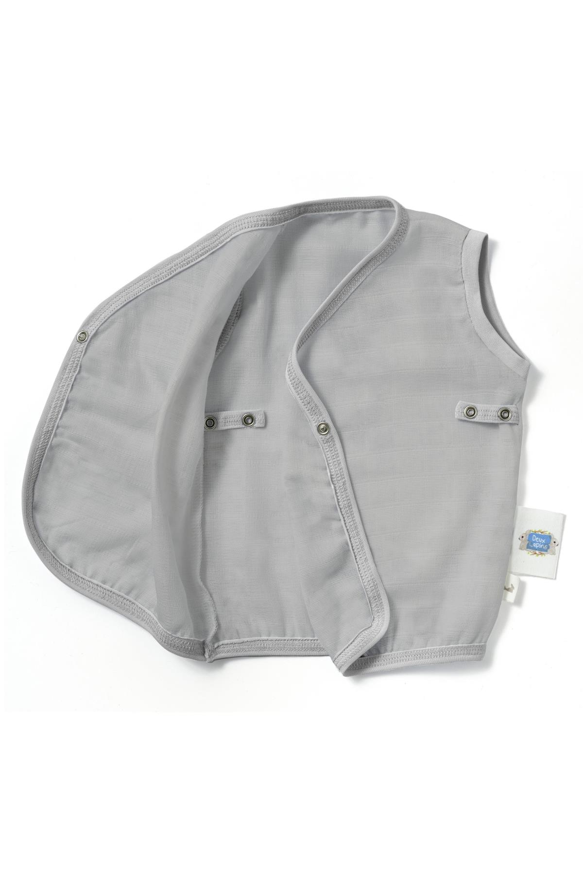 Deux Lapins / Cotton Grey Müslin Bebek Yelek std