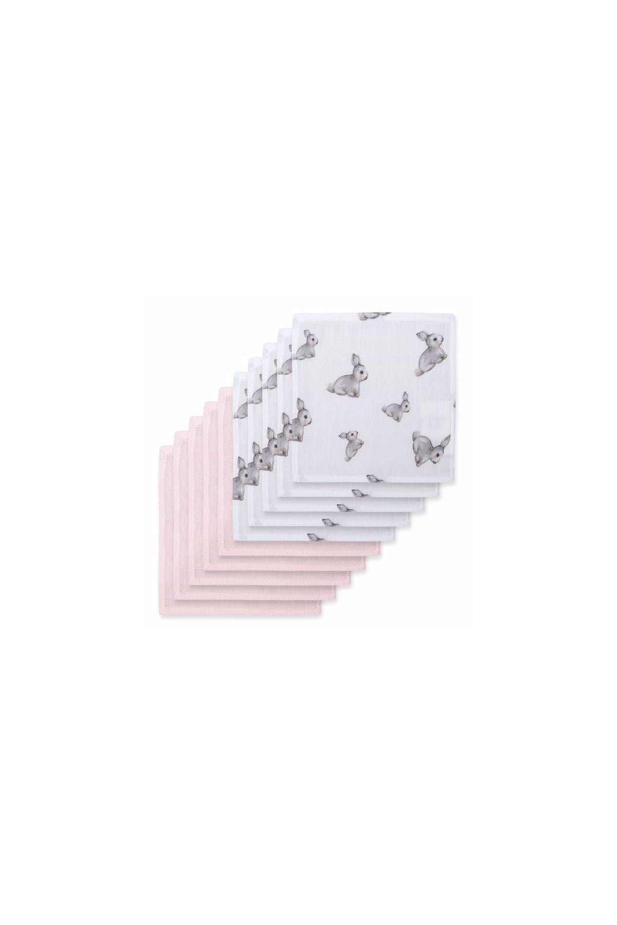 Deux Lapins / Iconique Lapin & 10`lu Müslin Ağız bezi paketi Pink