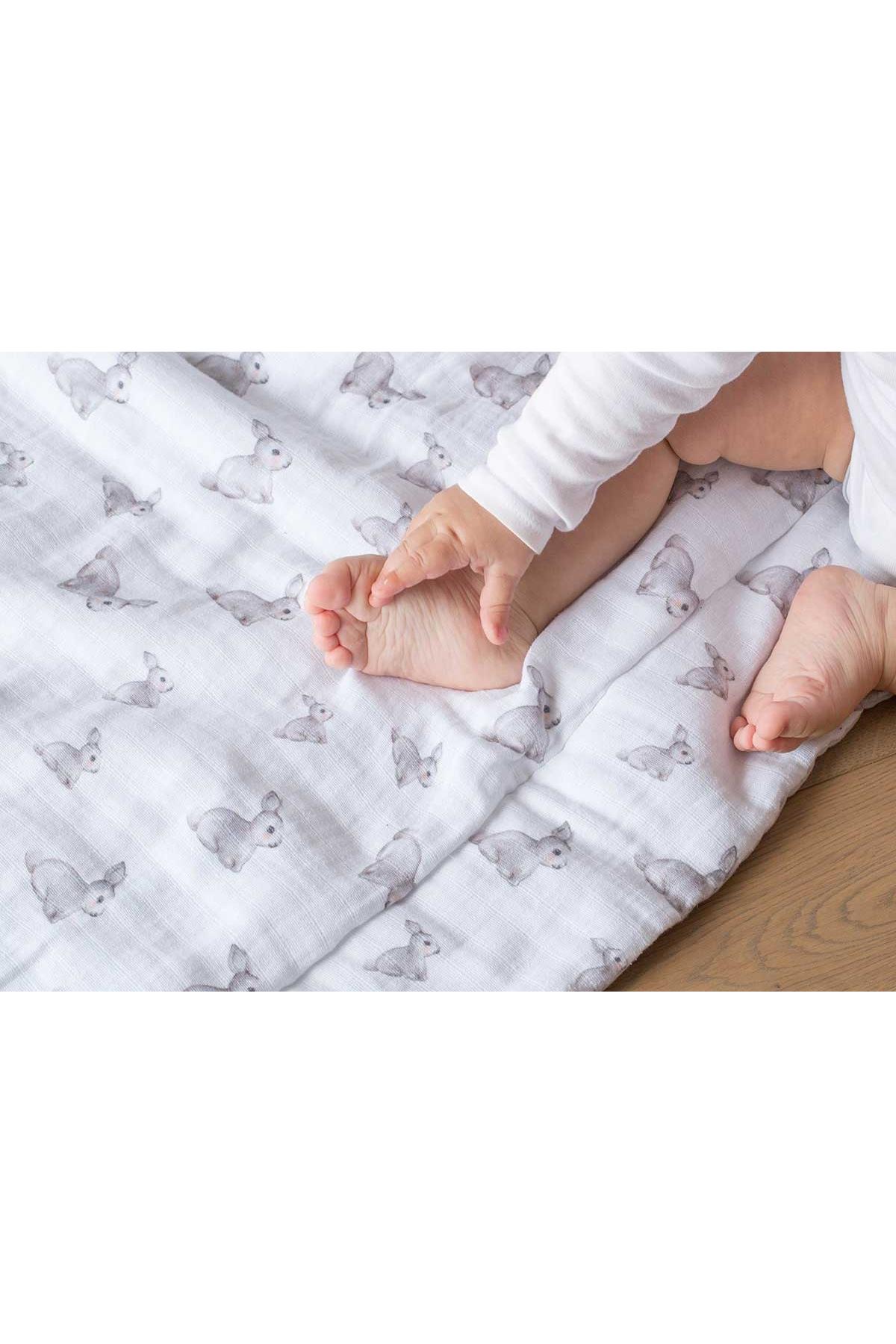 Deux Lapins / Iconique Lapin Müslin Bebek Oyun Halısı std