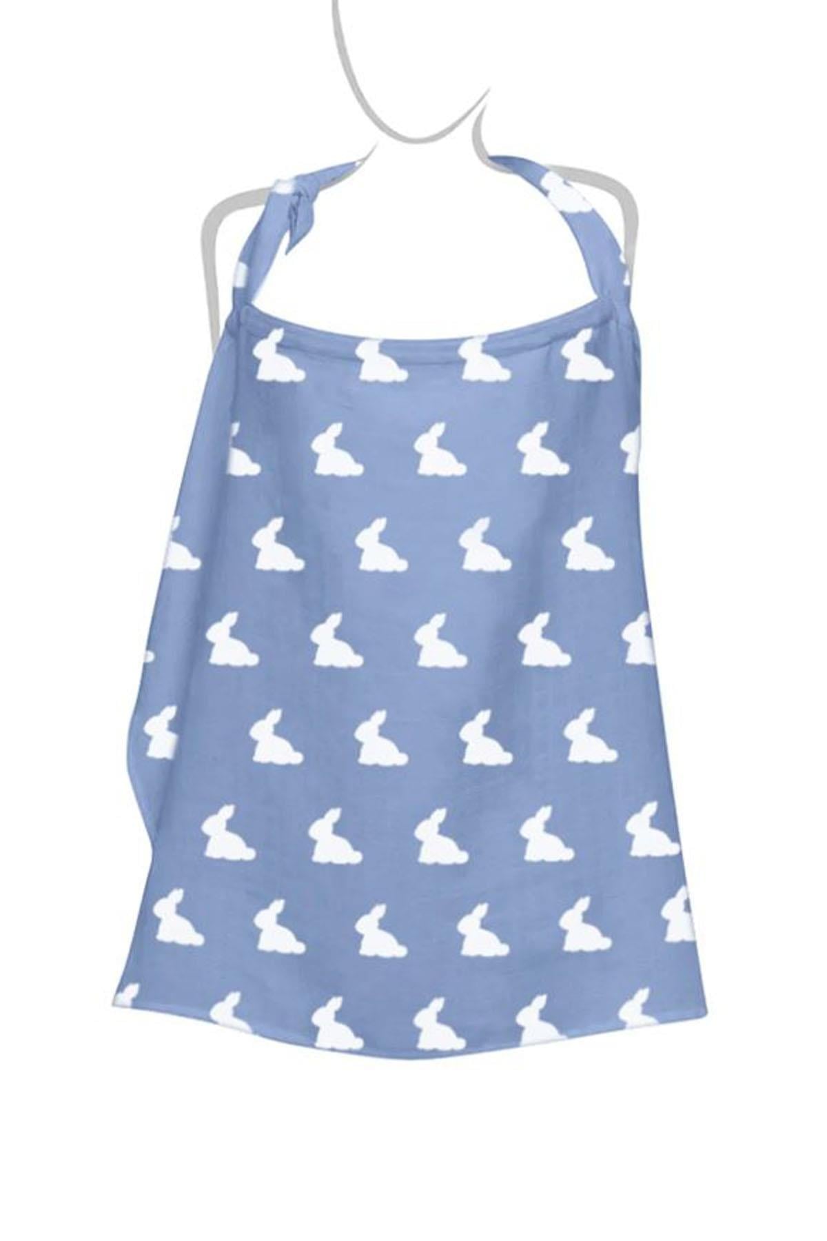 Deux Lapins / Mono Lapin Royal Blue - Müslin Bebek Emzirme Önlüğü Çok Renkli