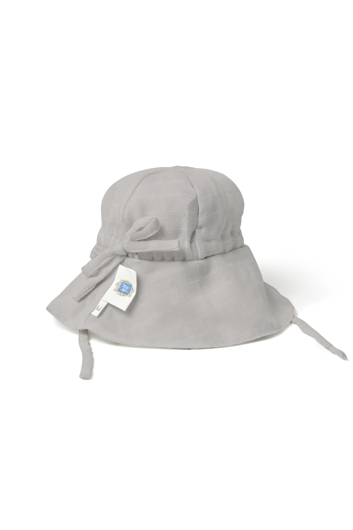 Deux Lapins / Müslin Bebek Şapkası - Cotton Grey std
