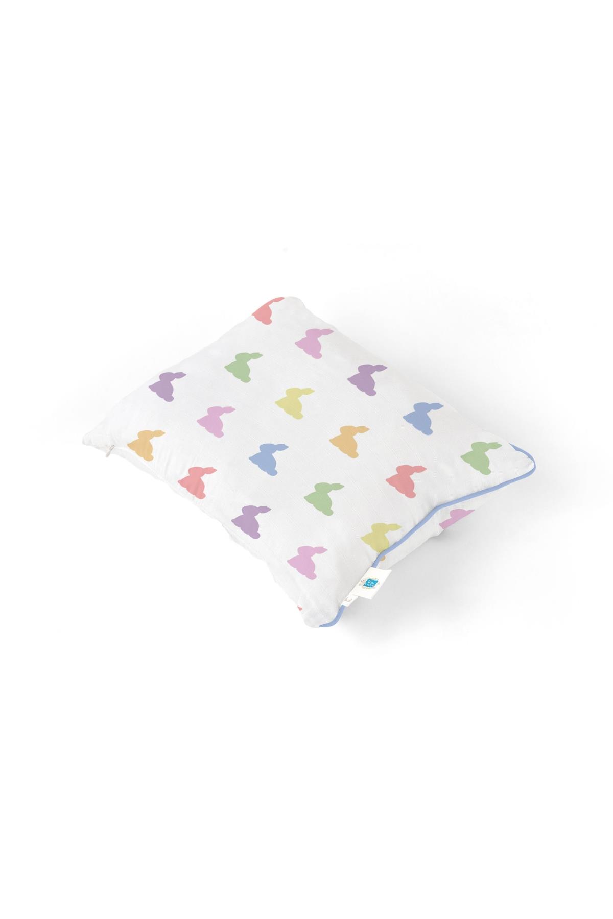 Deux Lapins / Müslin Bebek Yastığı - Rainbow Lapin Blue std