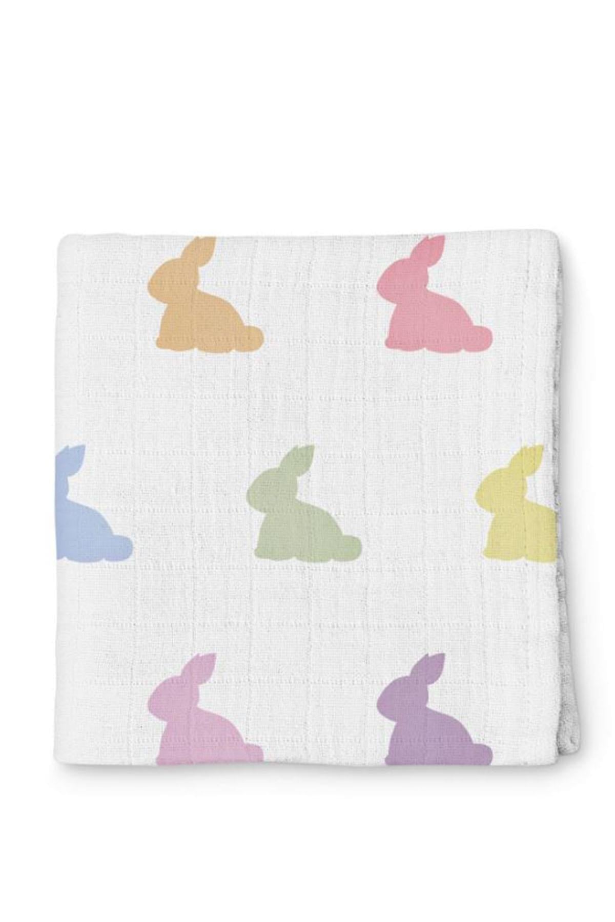 Deux Lapins / Rainbow Lapin - Müslin Bebek Örtüsü 120x120 cm Çok Renkli