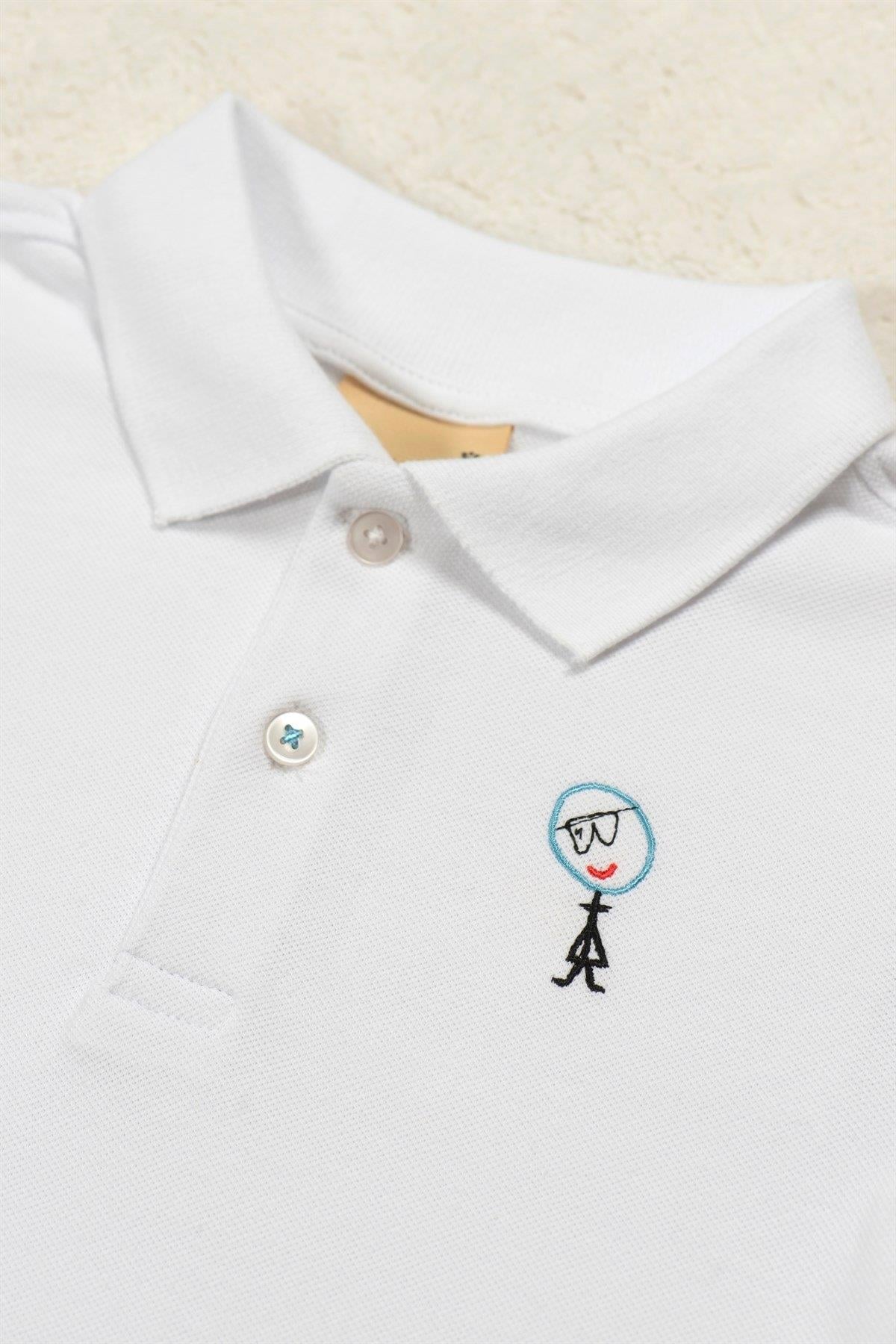 Beetlebeez / Dizzy Scooter Kısa Kollu Çocuk Polo Yaka T-shirt Beyaz
