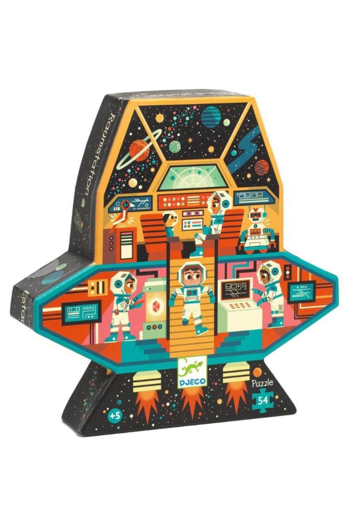 Djeco Dekoratif Puzzle 54 Parça / Space Station Çok Renkli