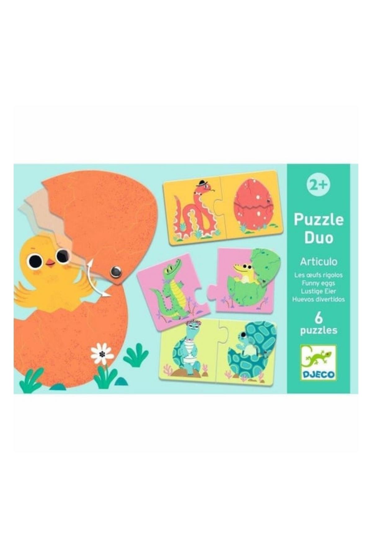 Djeco İkili Puzzle / Funny Eggs Çok Renkli